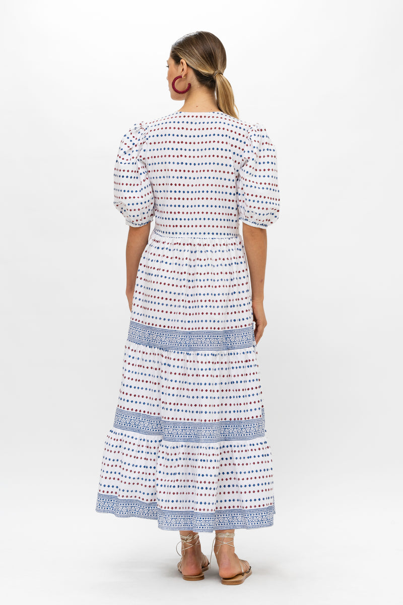 Puff Sleeve Maxi- Ellis Blue