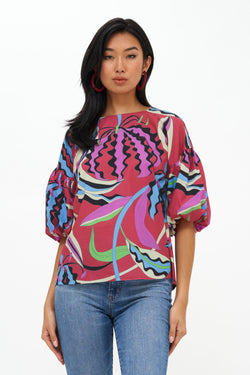 Puff Blouse- Fergana Rhubarb