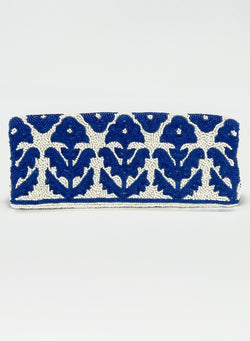 Beaded Clutch- Marigold White Navy