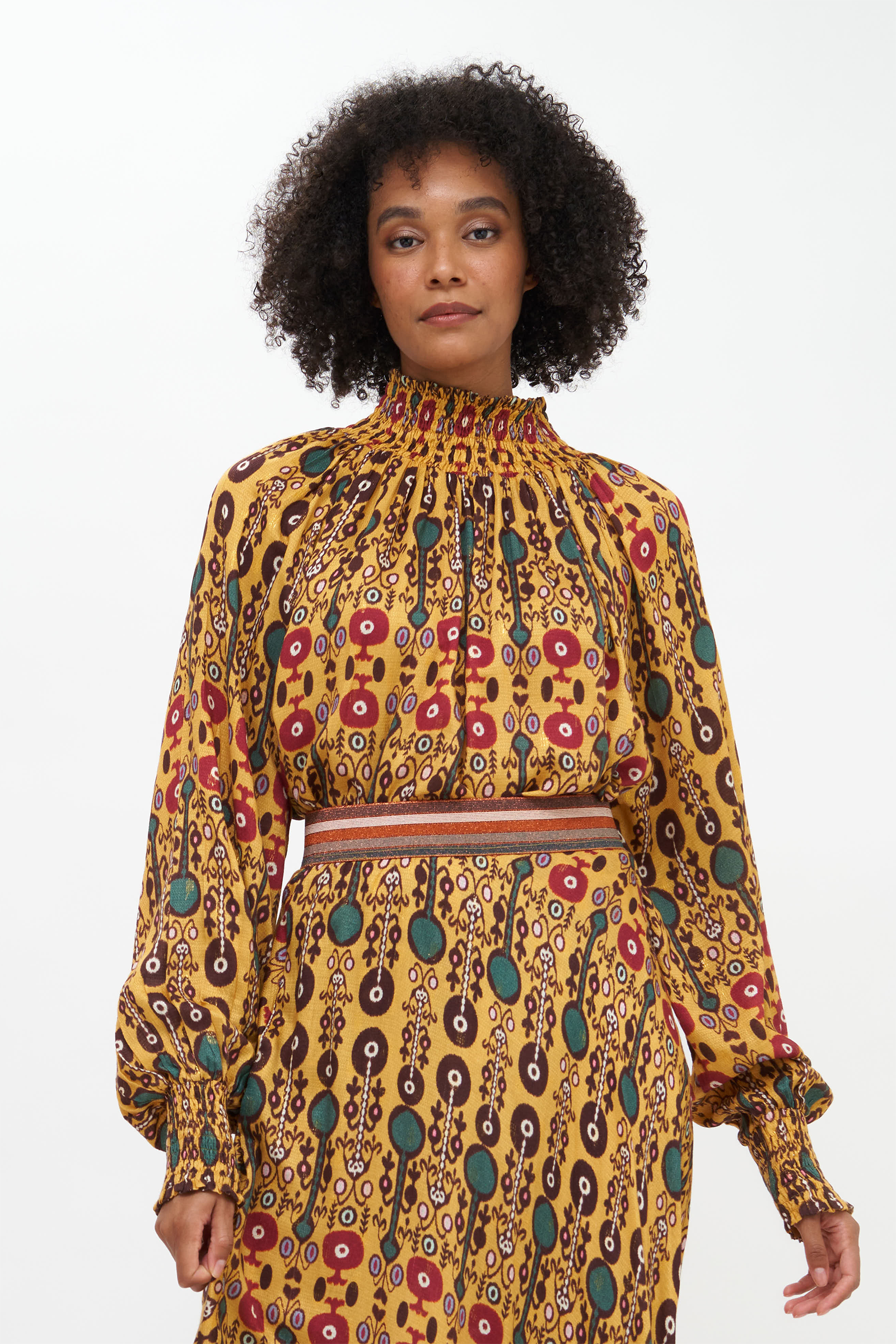 High Neck Blouse- Fortela Saffron