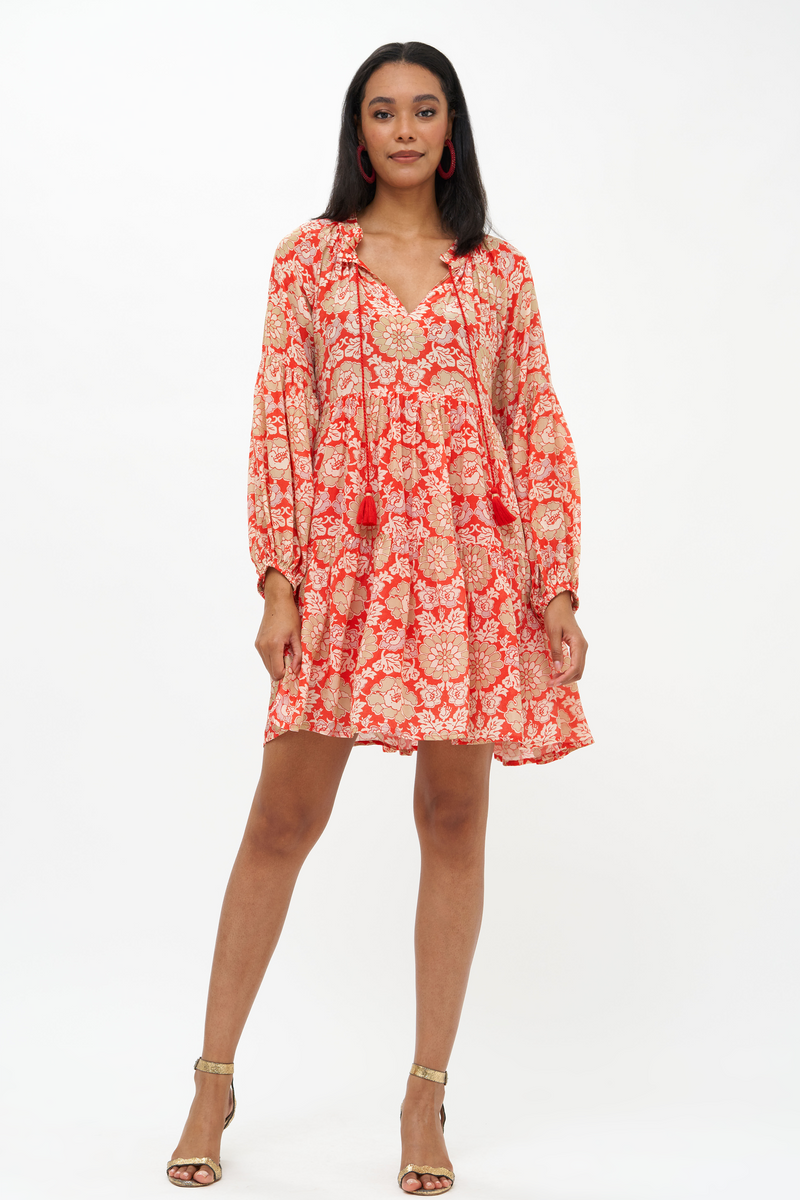 Balloon Sleeve Short- Hamden Red