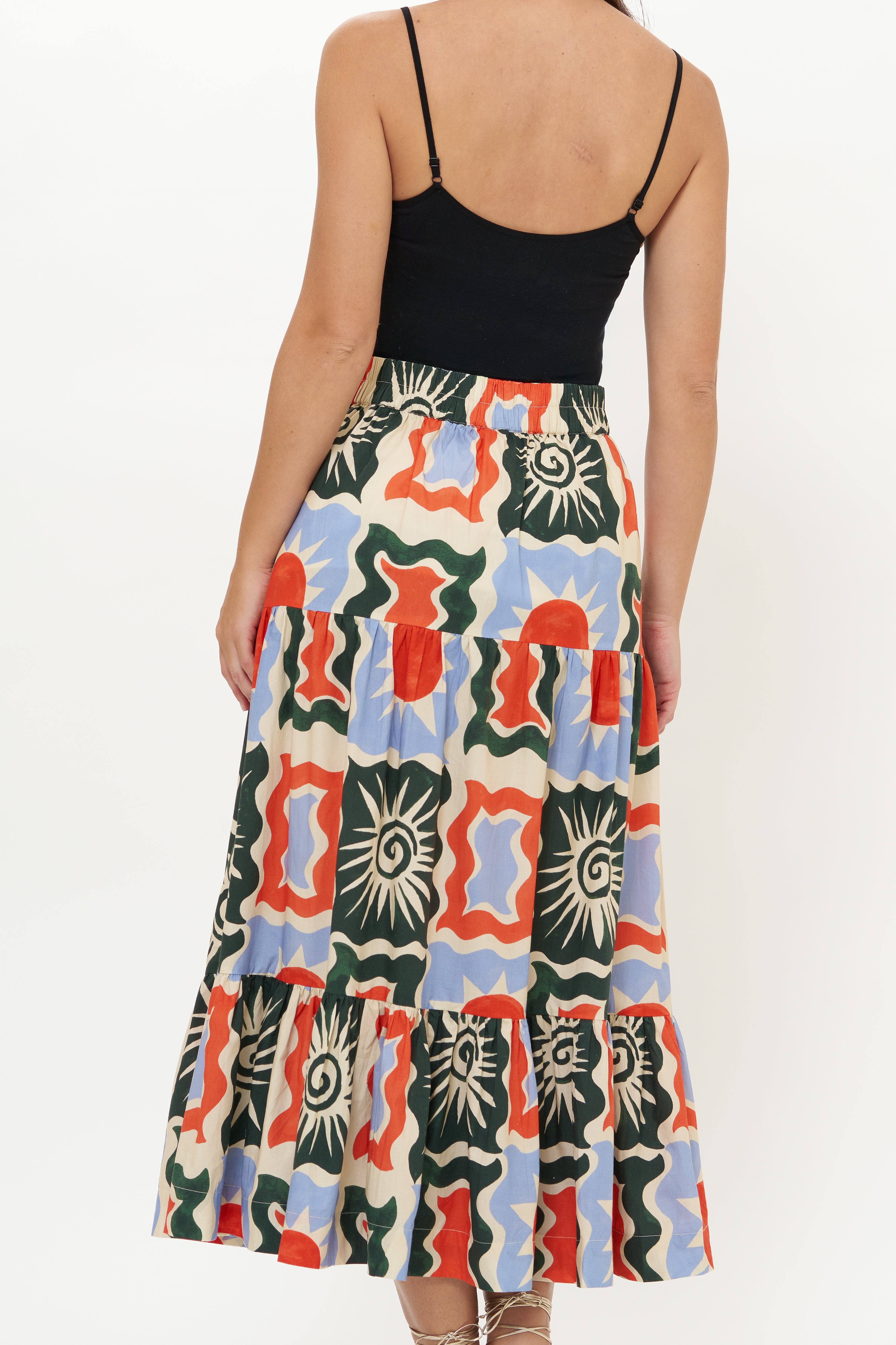 Button Front Skirt- Helios Blue