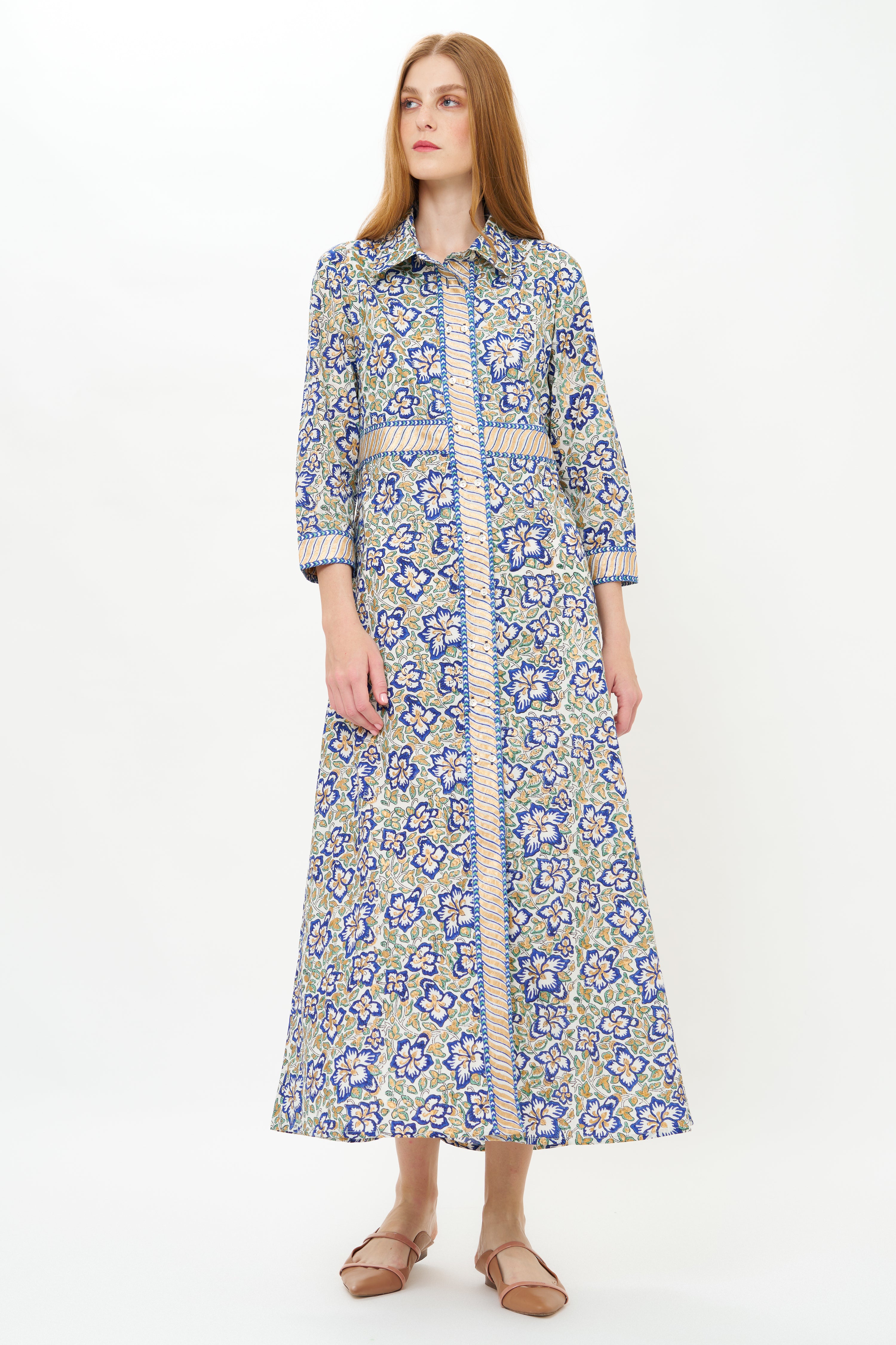 Shirt Dress Maxi- Ivy Cobalt