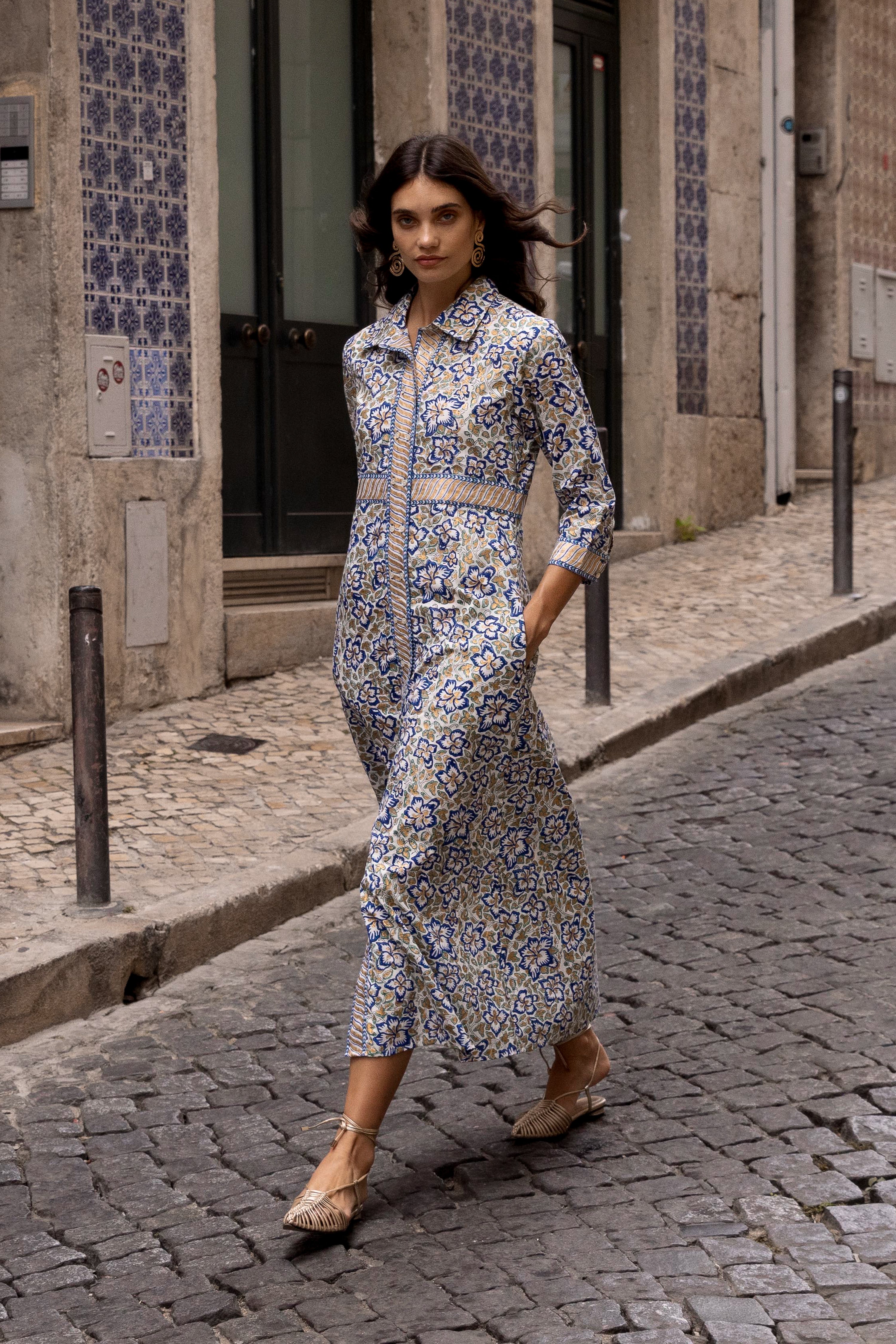 Shirt Dress Maxi- Ivy Cobalt