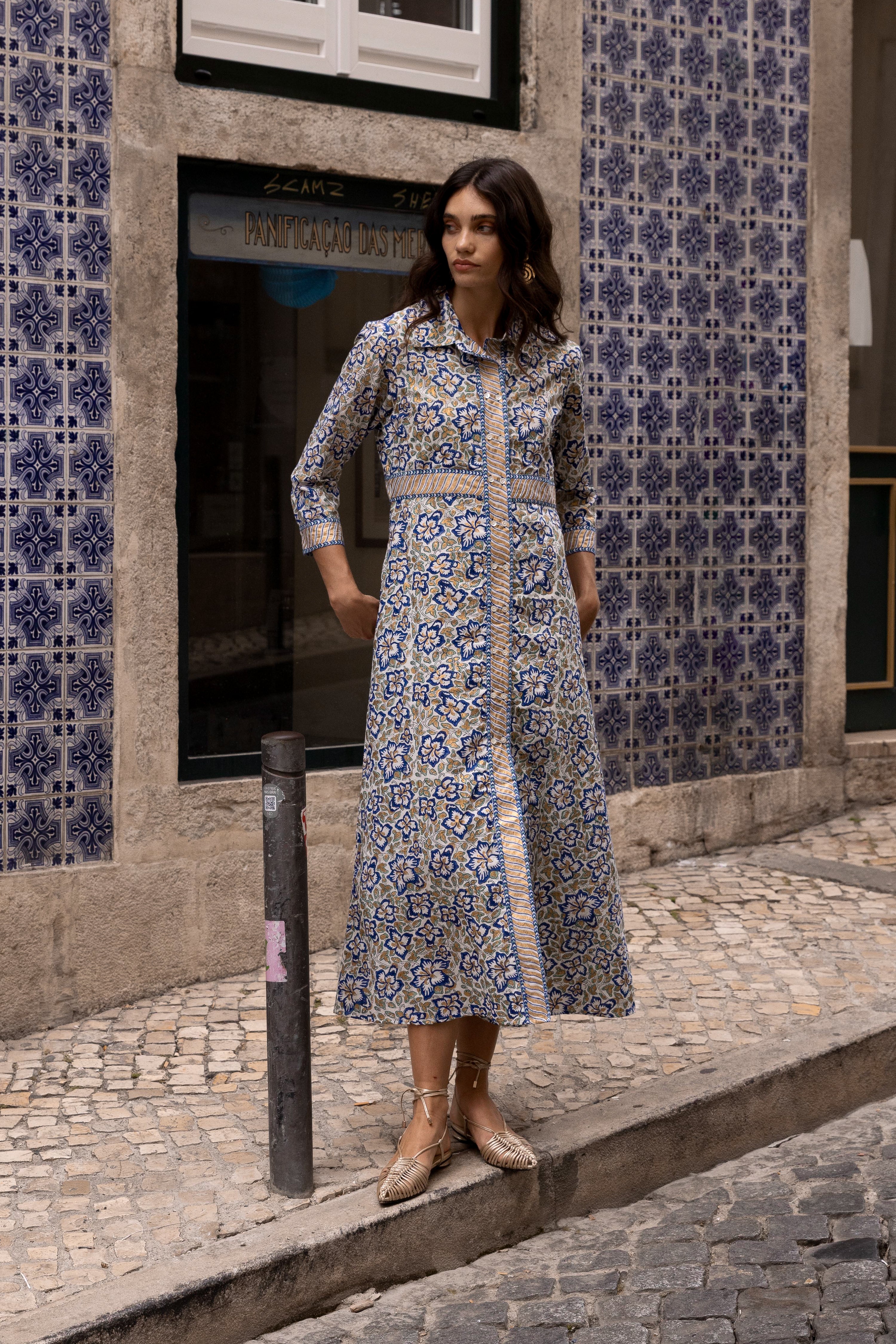 Shirt Dress Maxi- Ivy Cobalt
