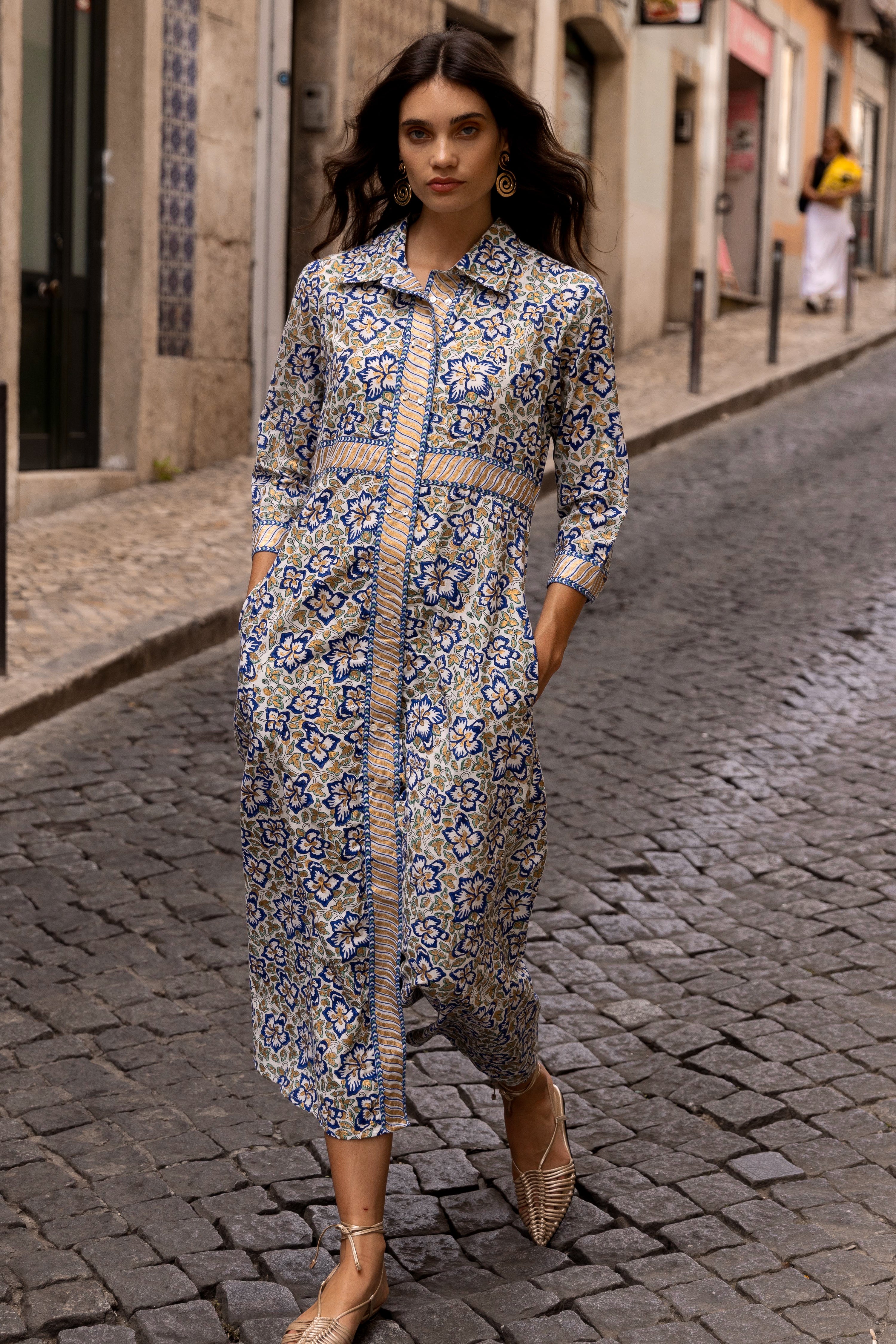 Shirt Dress Maxi- Ivy Cobalt