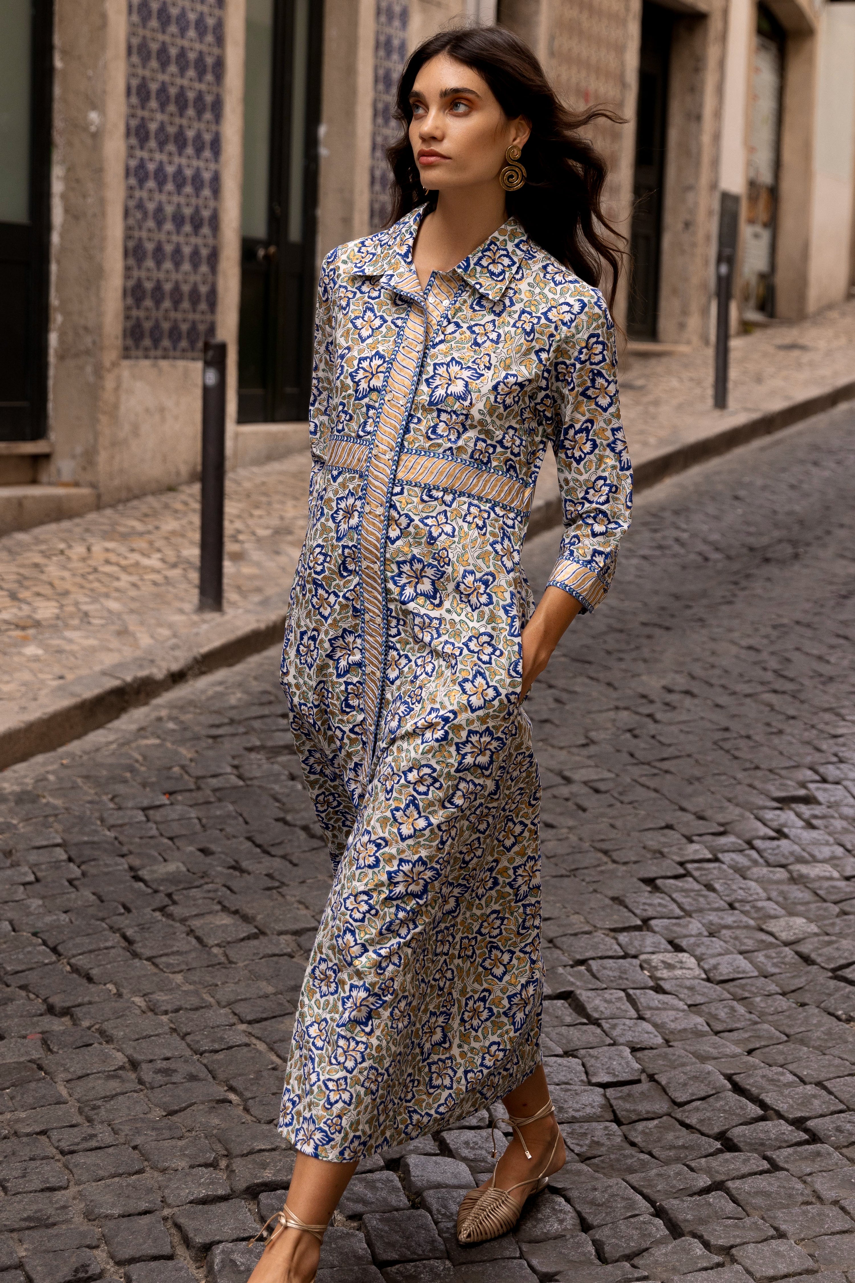 Shirt Dress Maxi- Ivy Cobalt