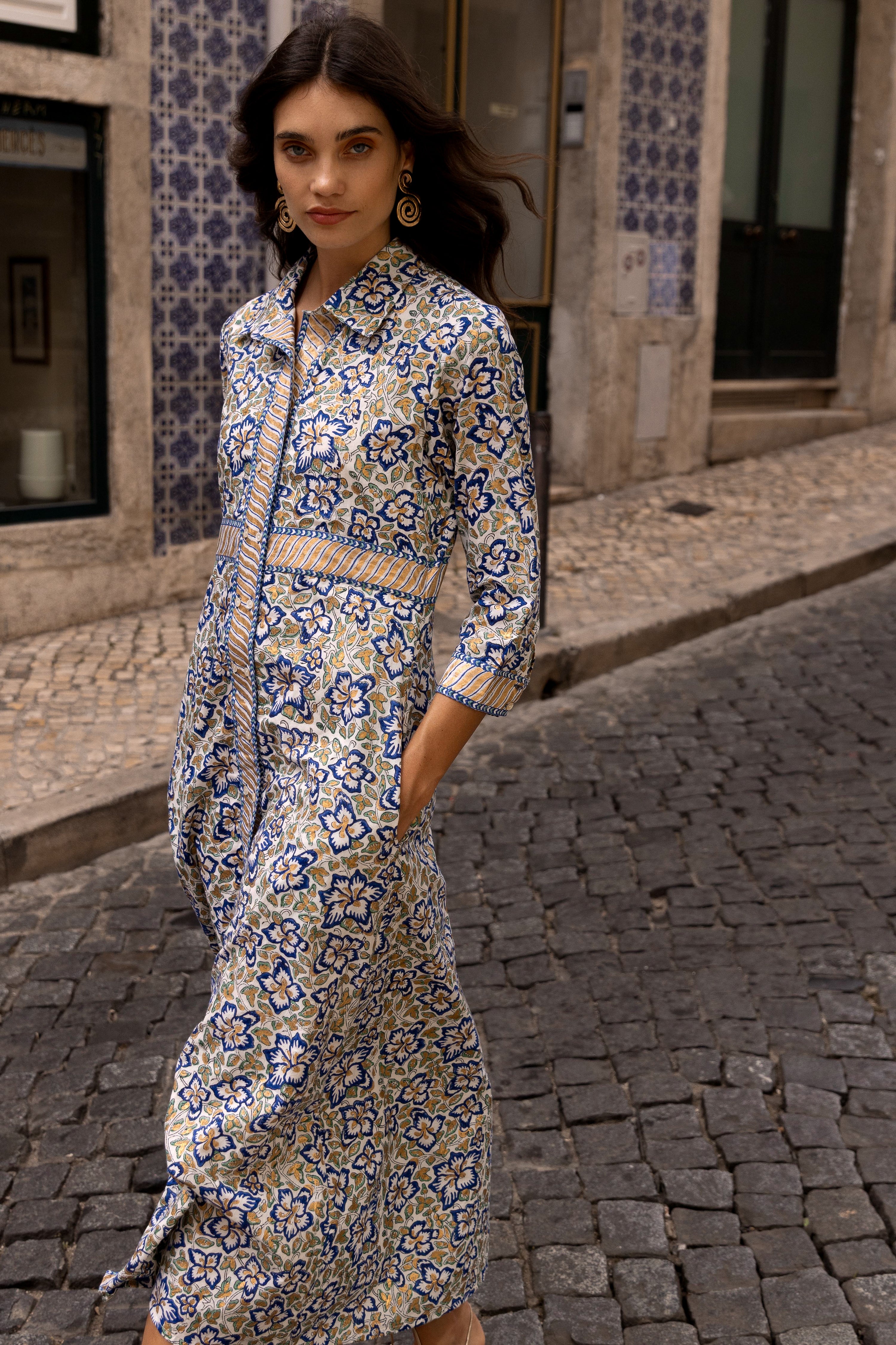 Shirt Dress Maxi- Ivy Cobalt