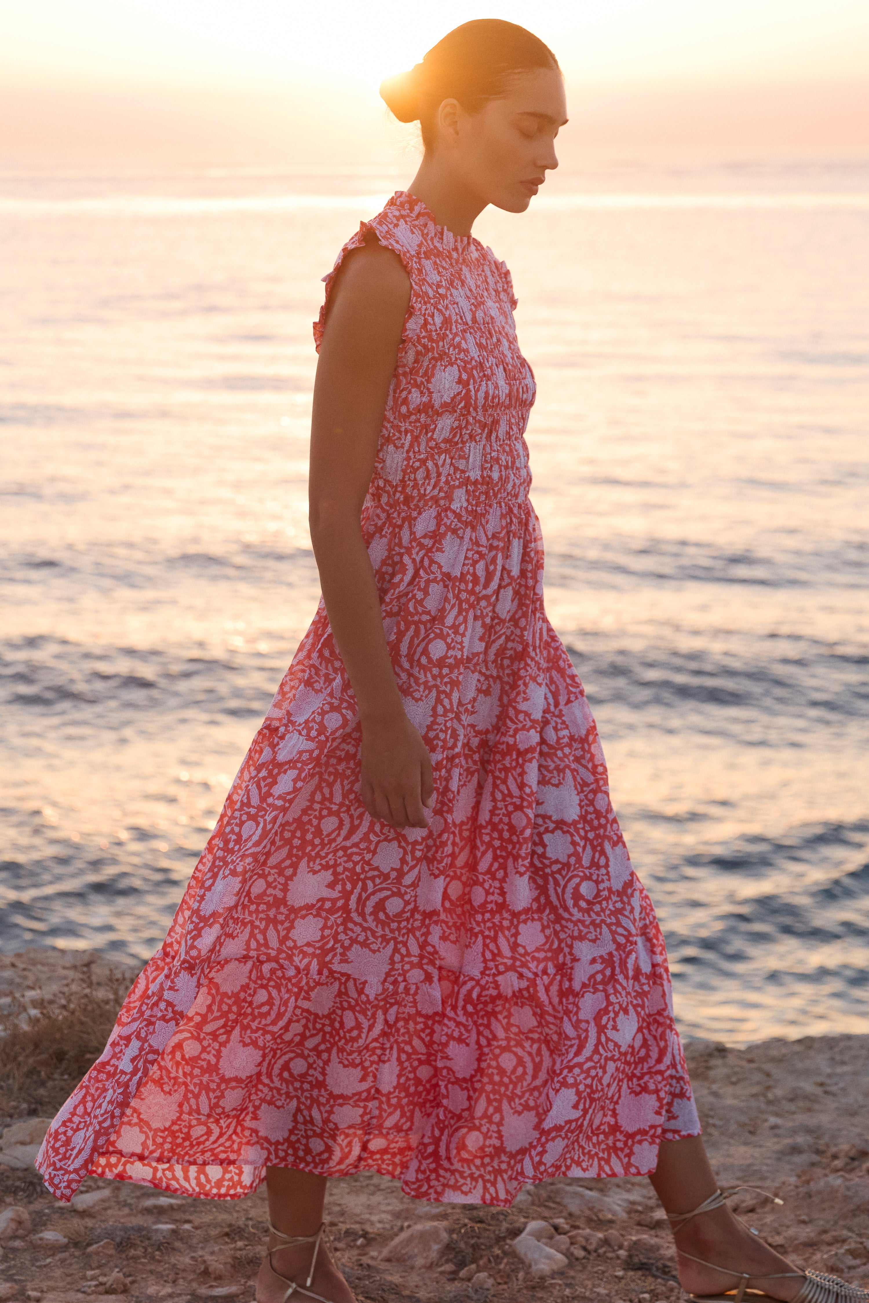 Sleeveless Smocked Maxi- Ivy Orange