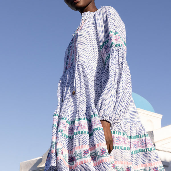 PLACE STUDIO ♥ Balloon Puff ylon Stopper Dress Balloon Sleeve Short- Jungi Blue – OLIPHANTDESIGN