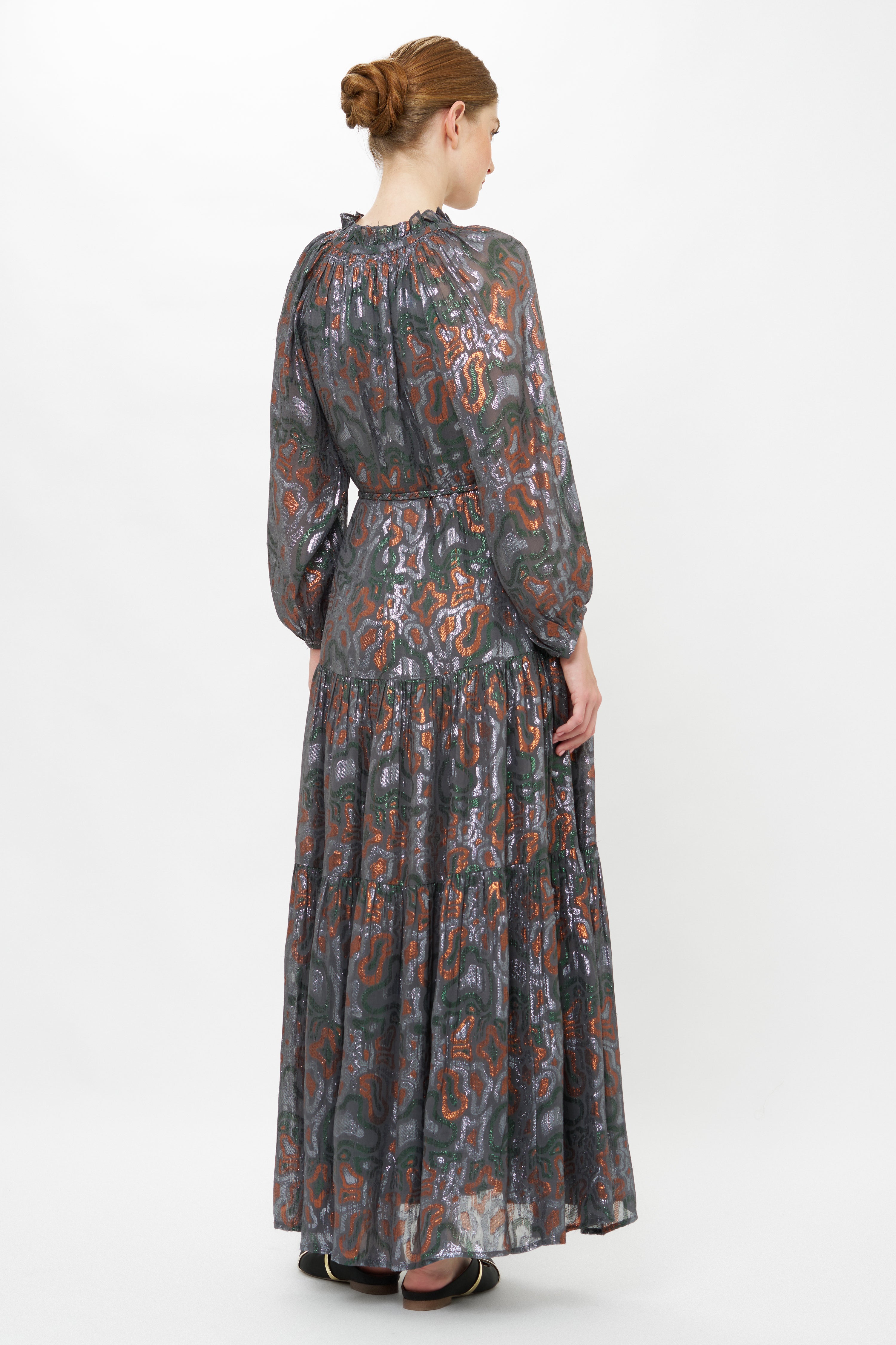 Cuff Sleeve Tie Waist Maxi- Kenzo Charcoal