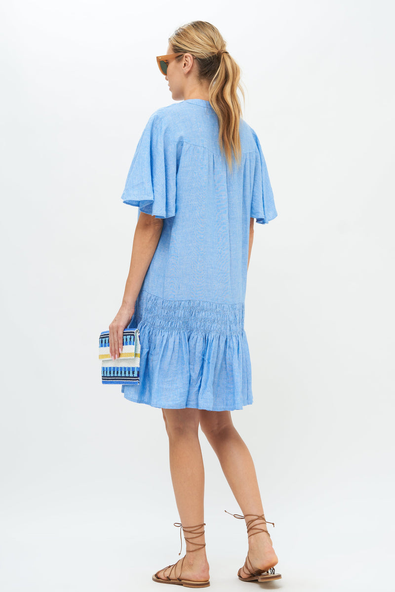 Smocked Drop Mini- Lima Blue