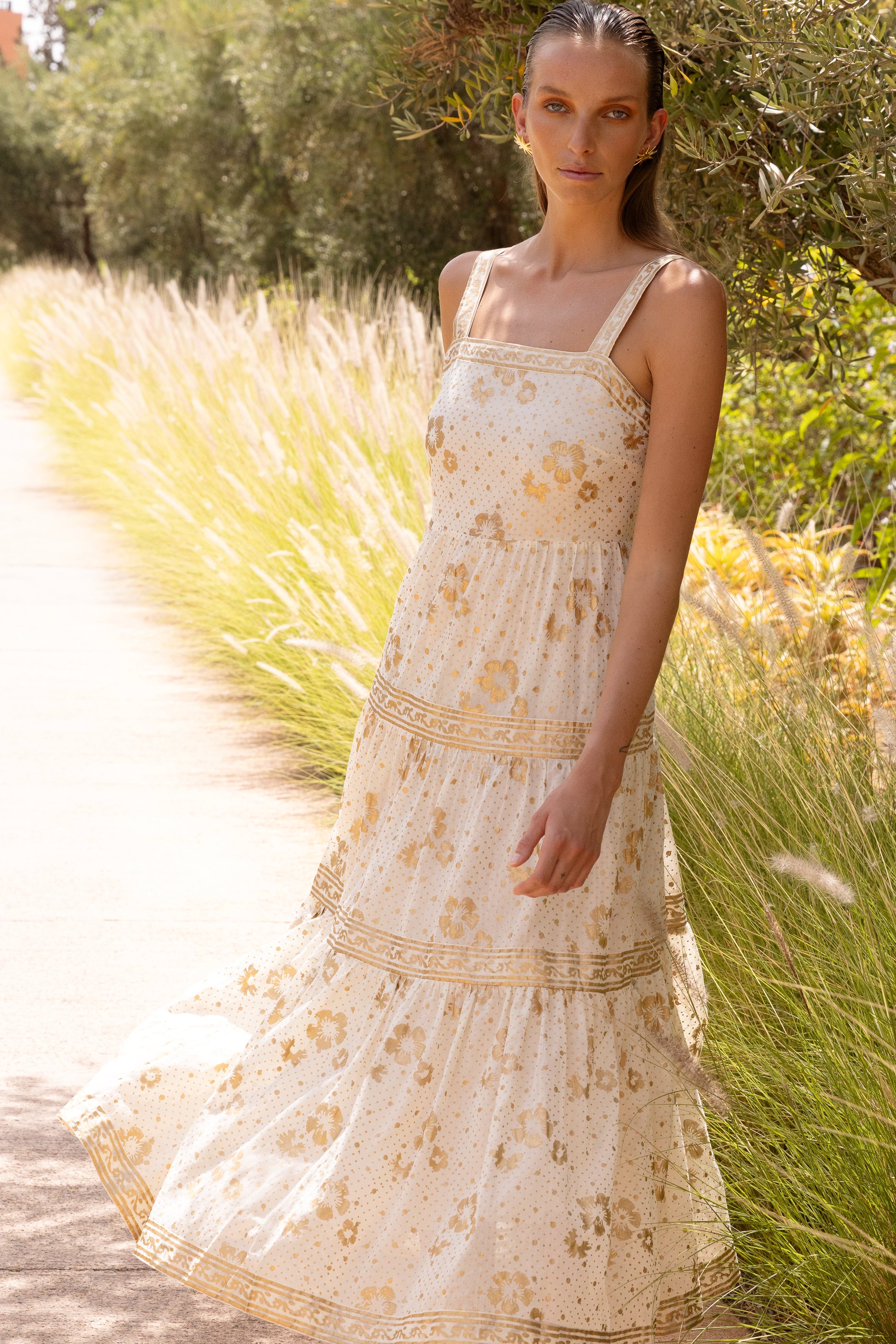 Strappy Maxi- Carlin Cream Gold