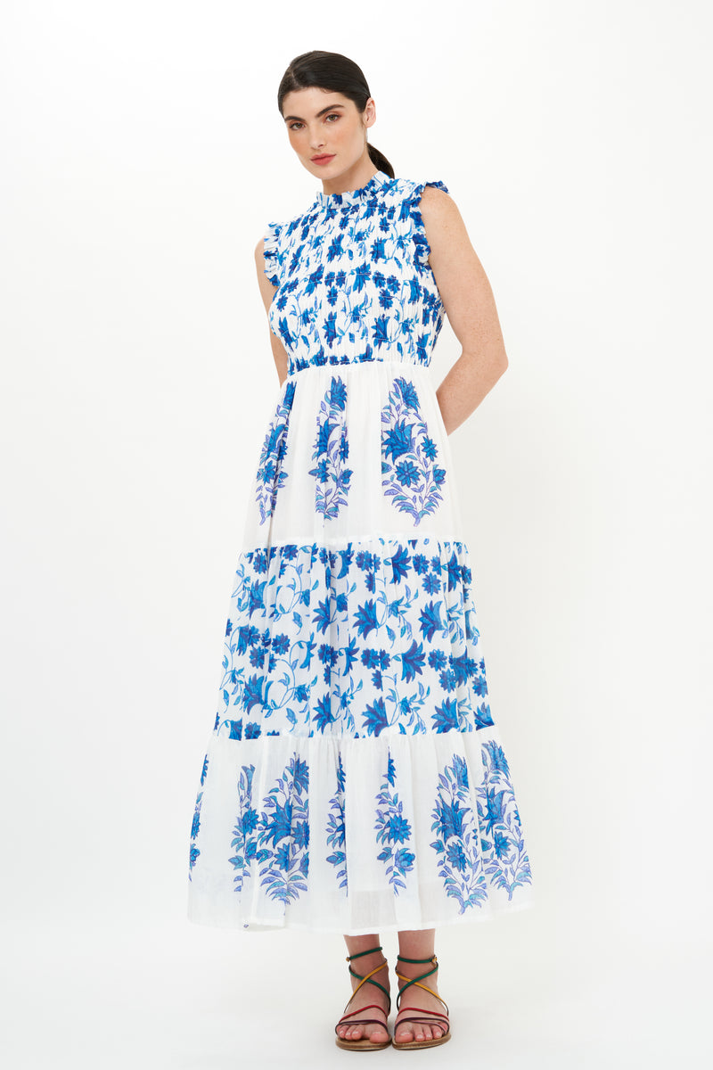 Sleeveless Smocked Maxi- Marion Blue