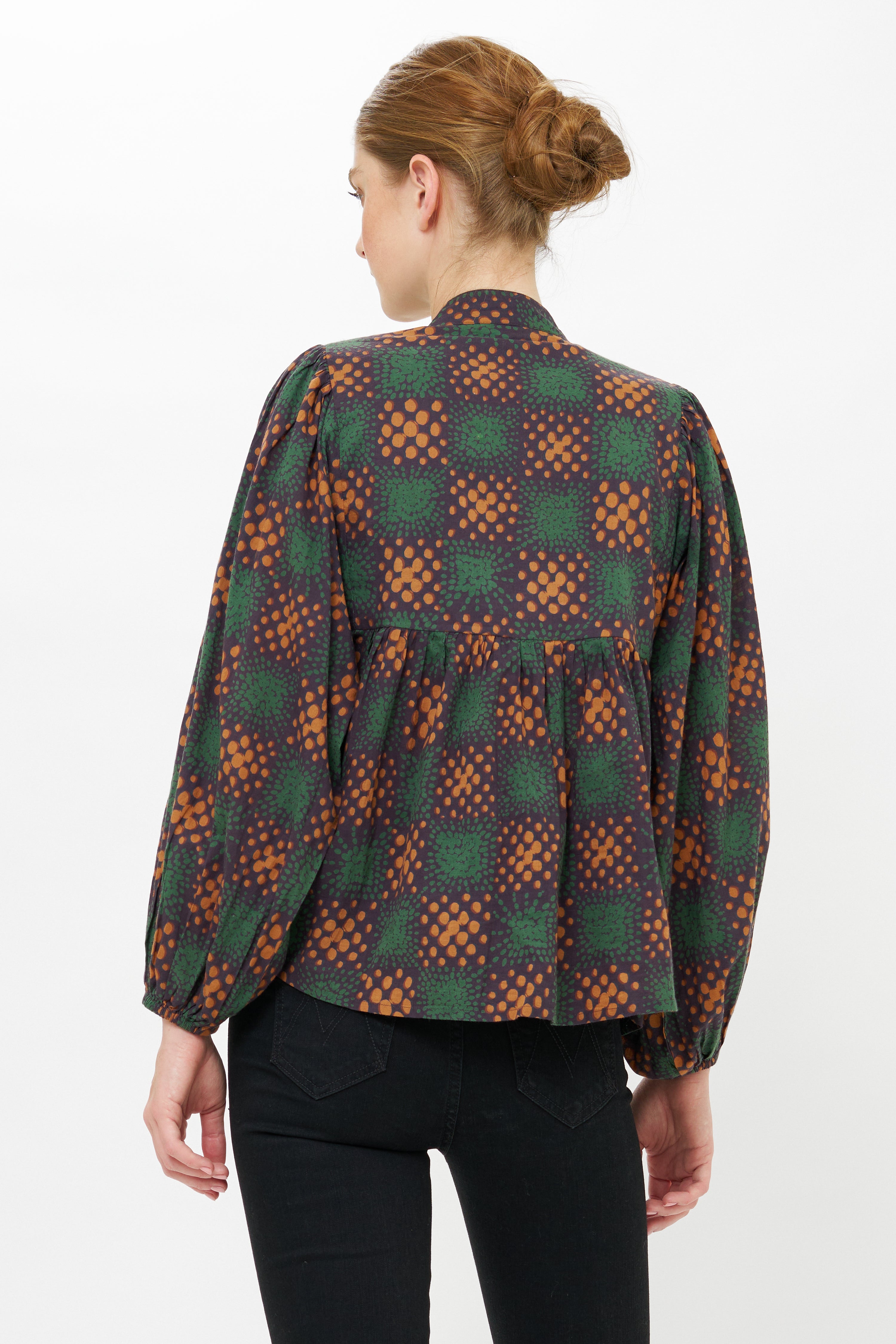 Mandarin Balloon Top- Matrix Green