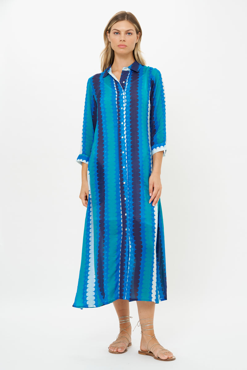 Shirt Dress Midi- Meko Blue