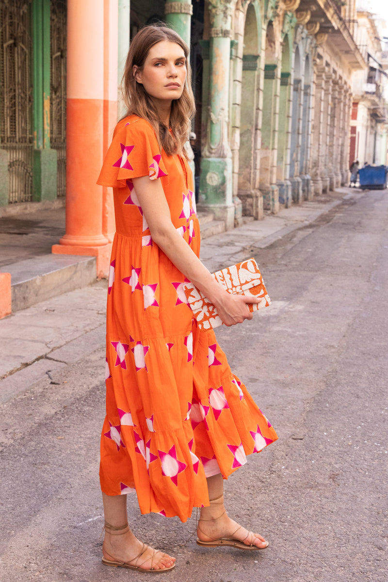 V-Neck Maxi- Mela Orange