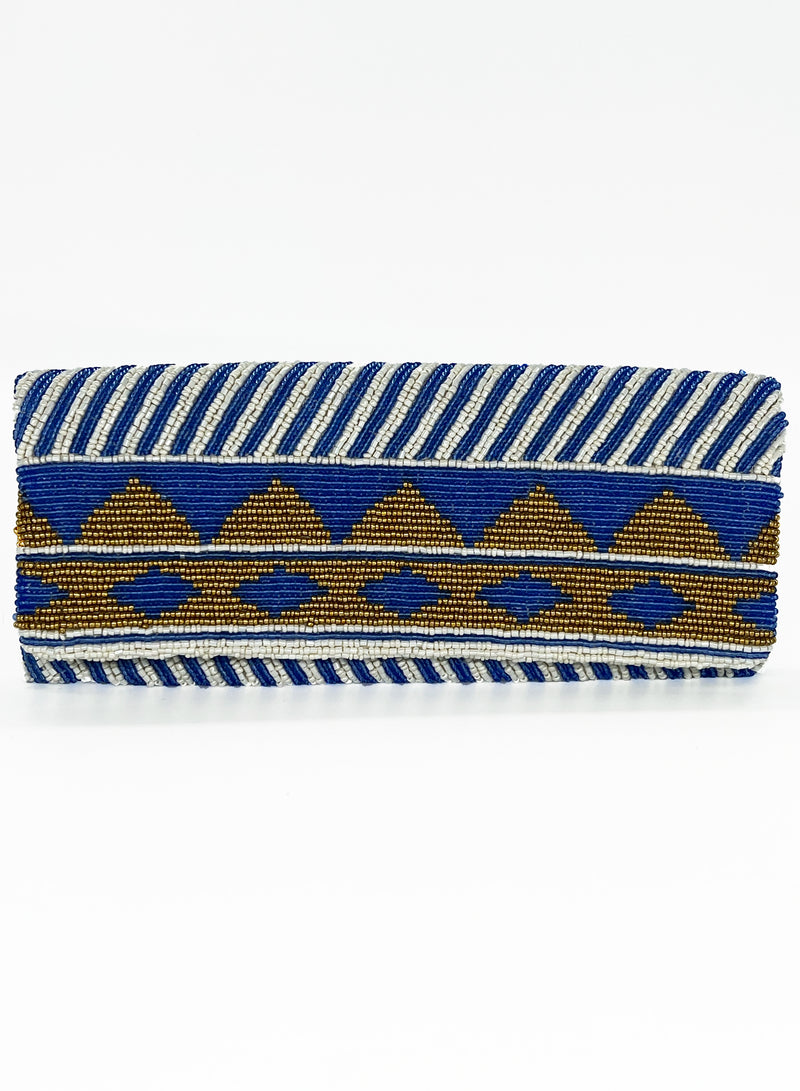 Beaded Clutch- Mezcal Blue Gold