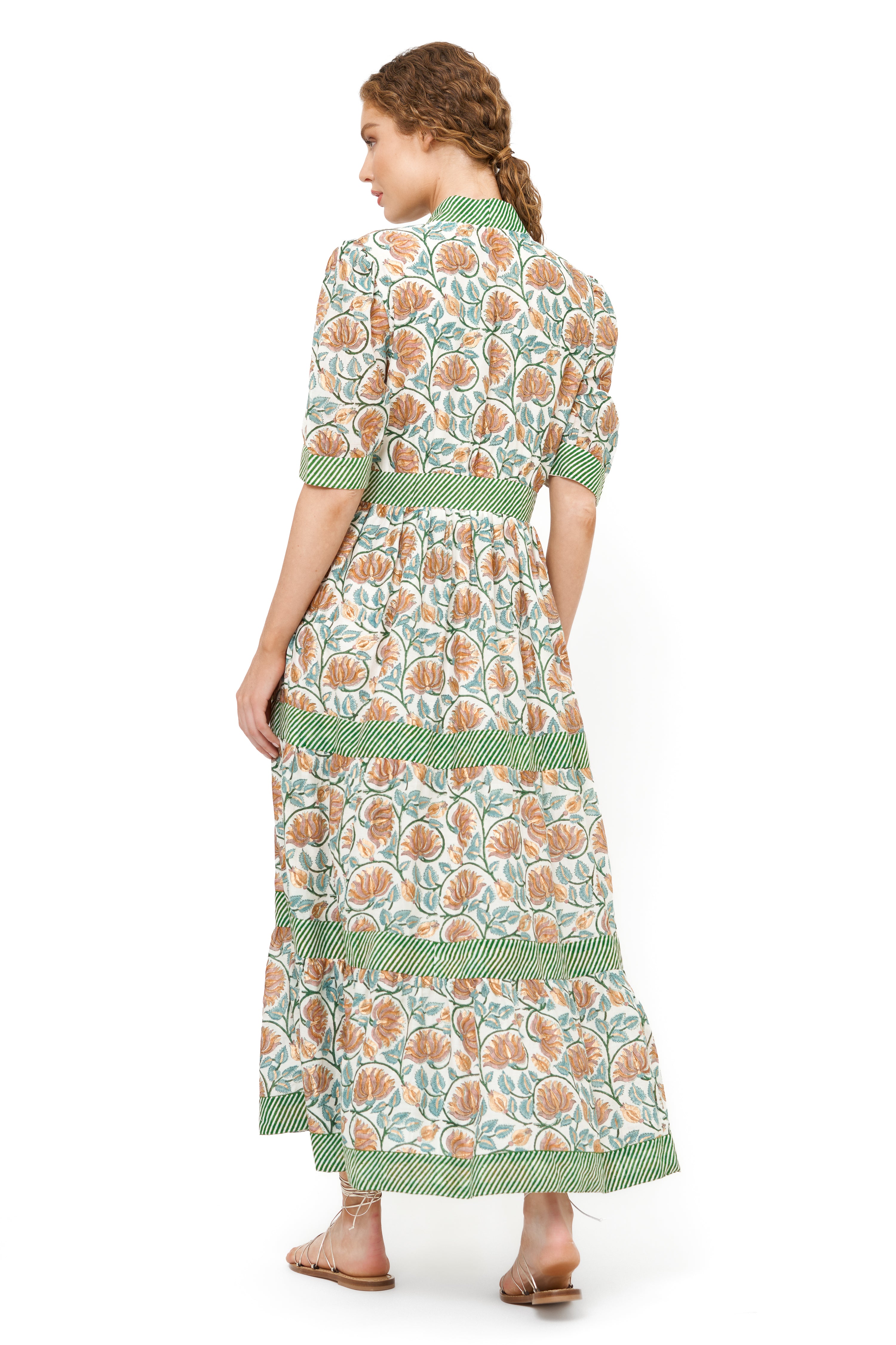 V-Neck Cuffed Maxi- Montenegro Green