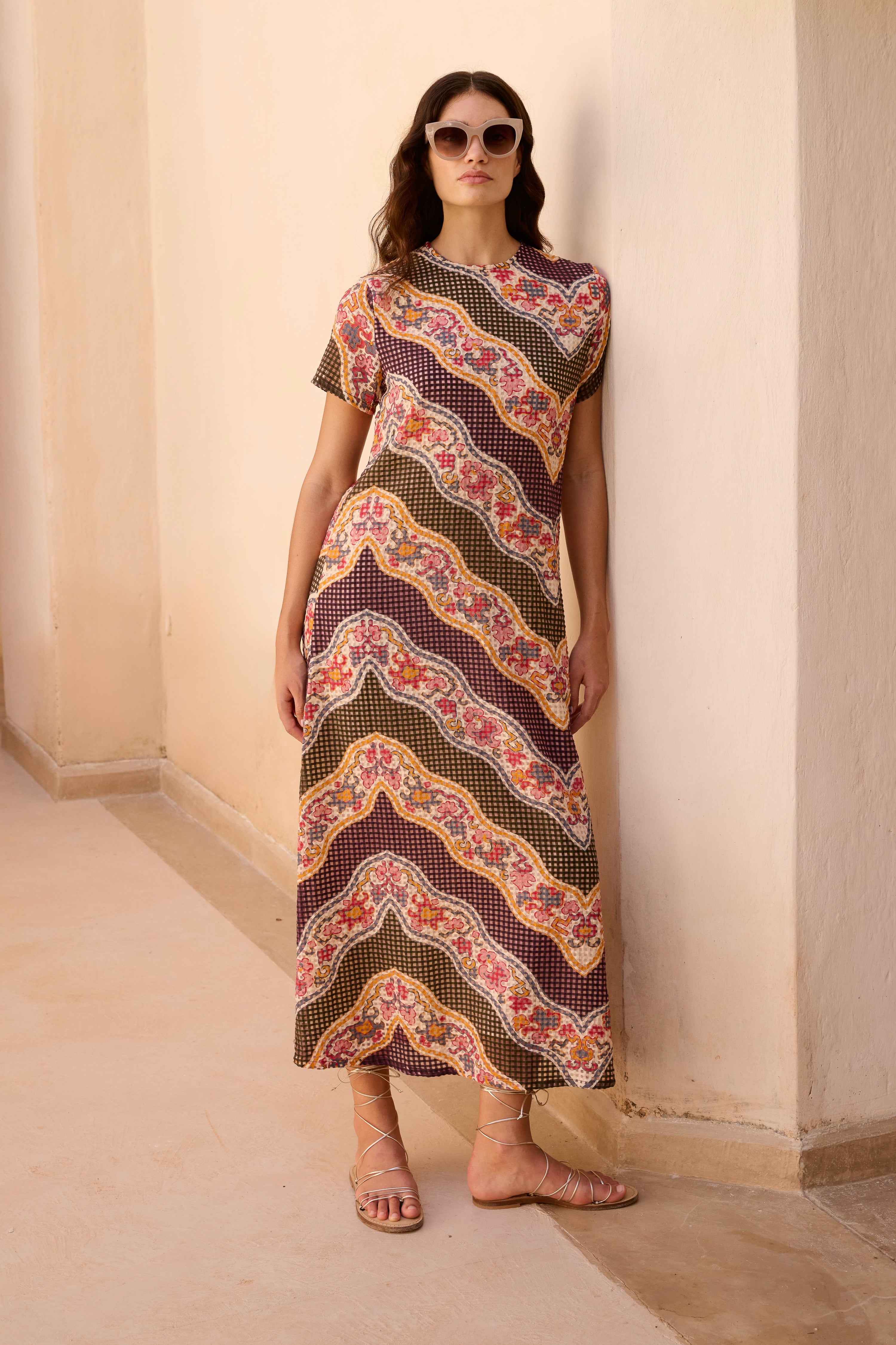 Short Sleeve Shift Maxi- Montezuma Green