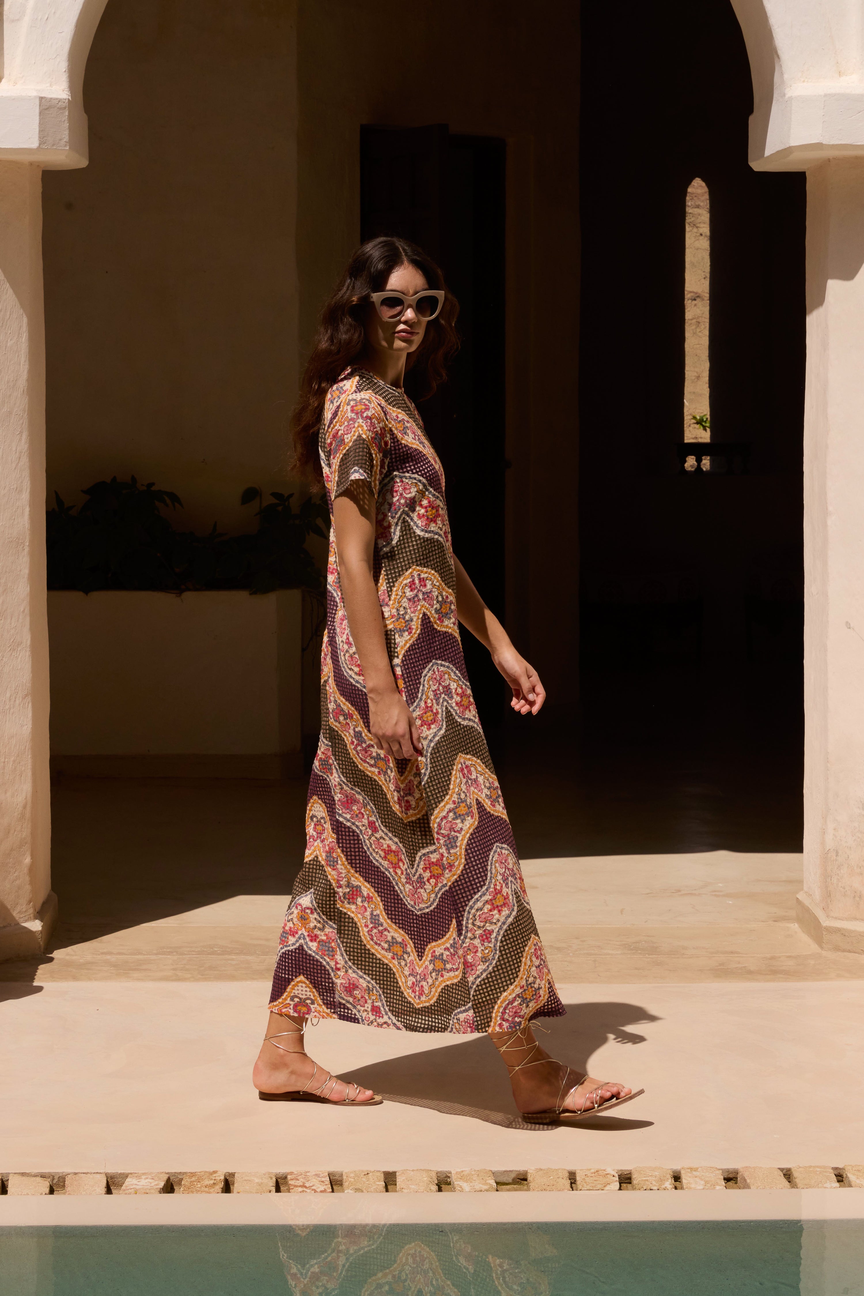 Short Sleeve Shift Maxi- Montezuma Green