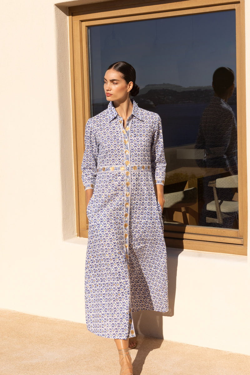 Shirt Dress Maxi- Veranda Blue