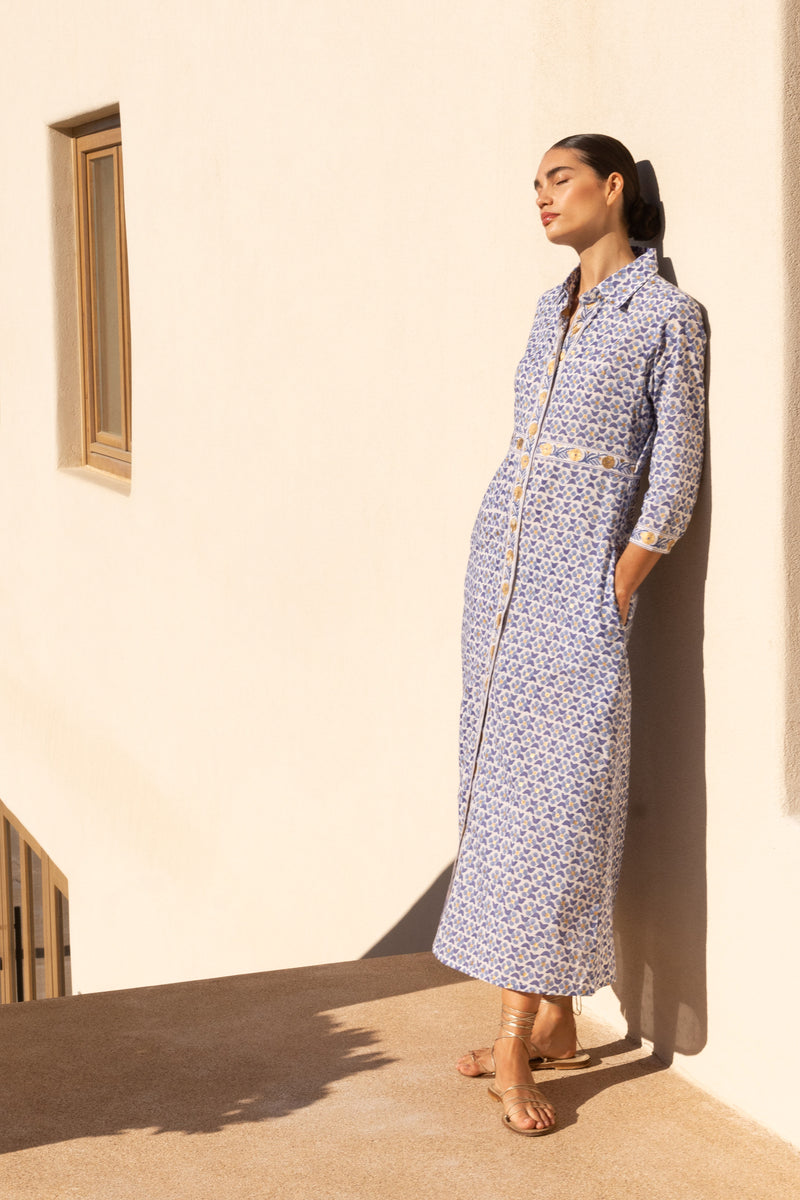 Shirt Dress Maxi- Veranda Blue