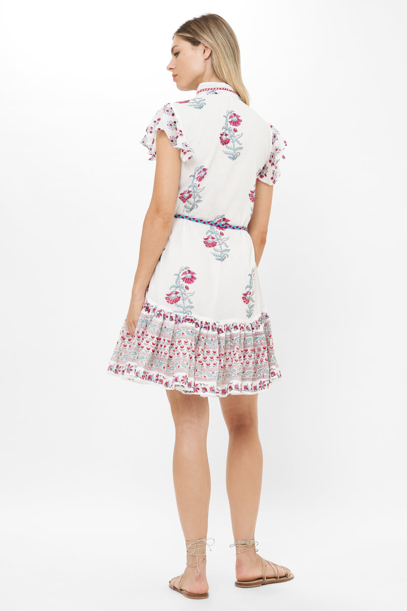 Flirty High Neck Button Mini- Napa Red