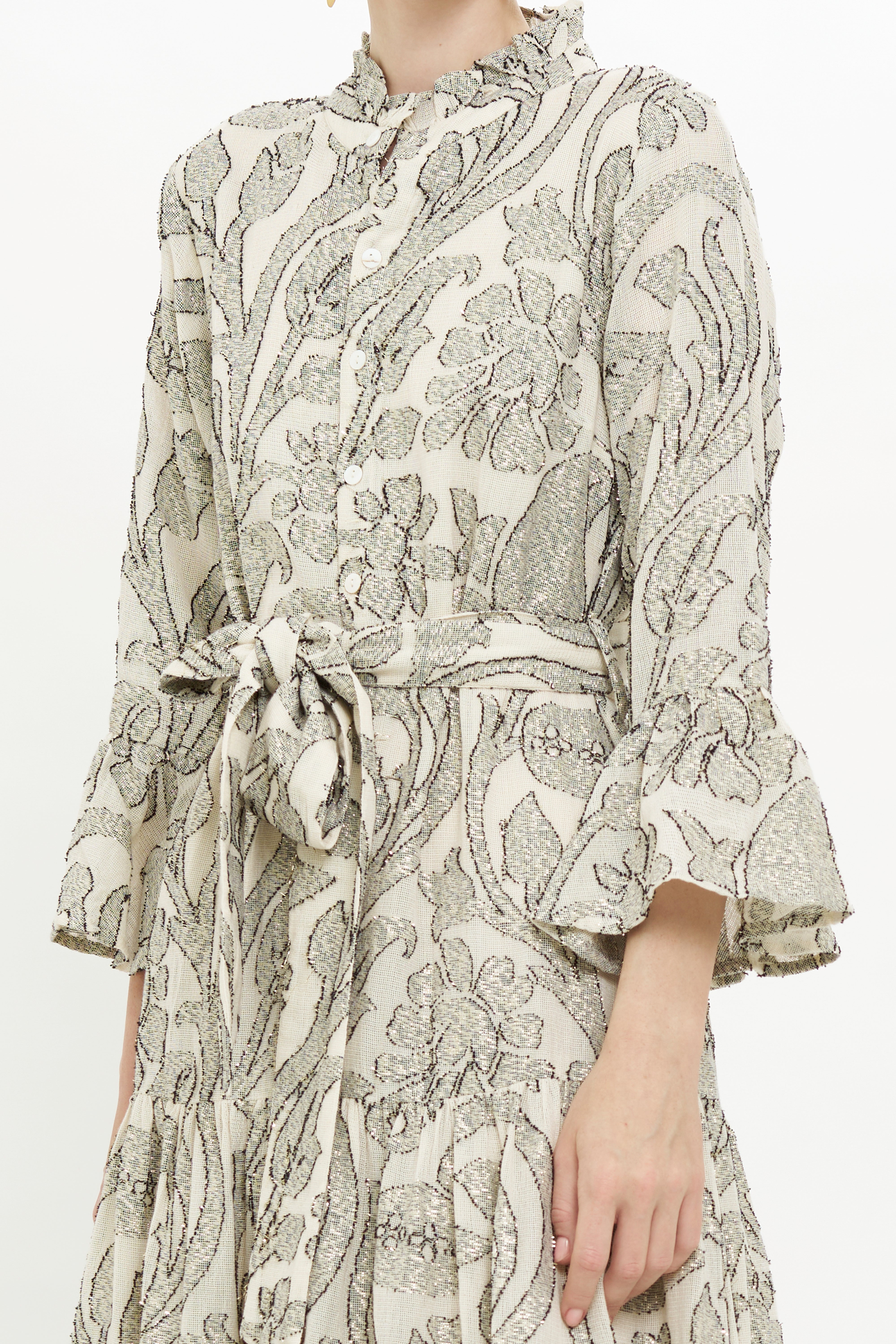 Ruffle Collar Bell Maxi- Herod Cream