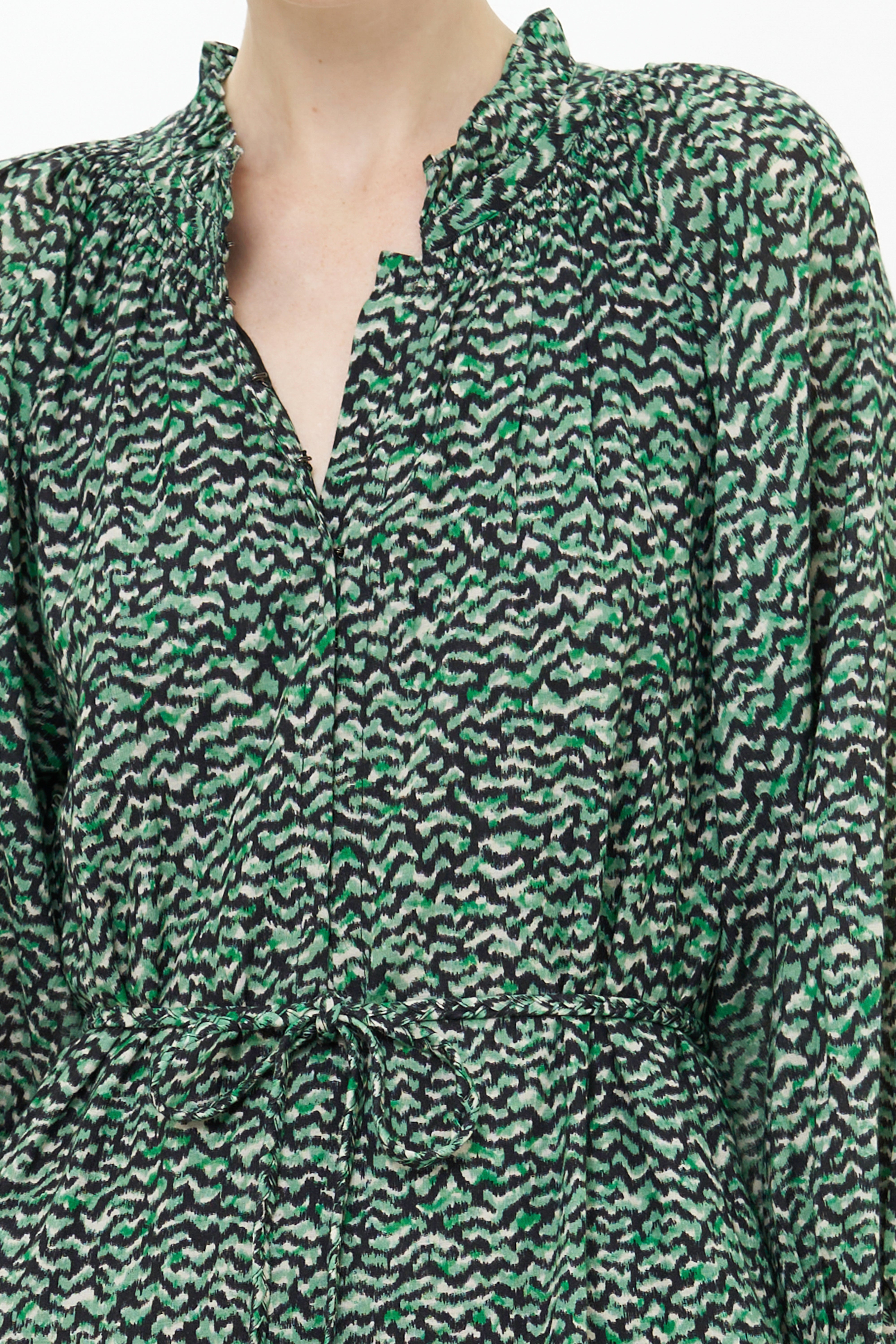 Cuff Sleeve Tie Waist Maxi- Jag Green