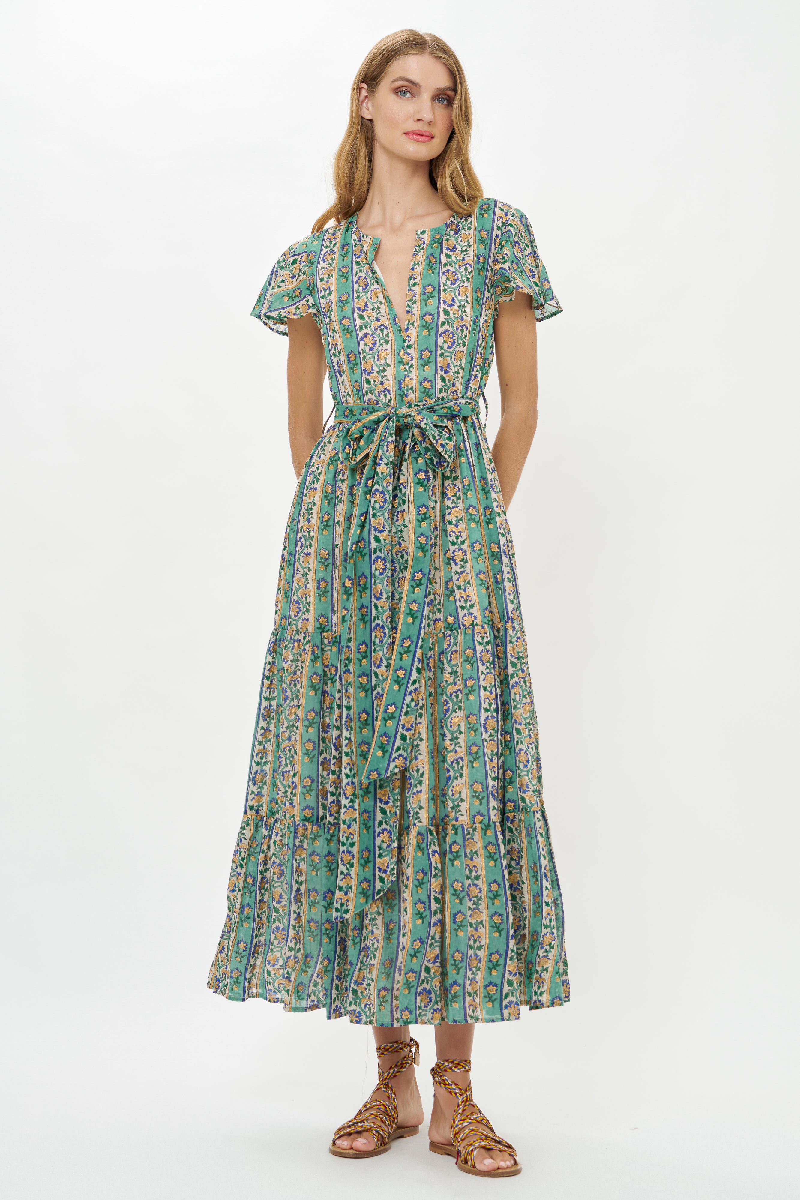 V-Neck Maxi- Taj Aqua