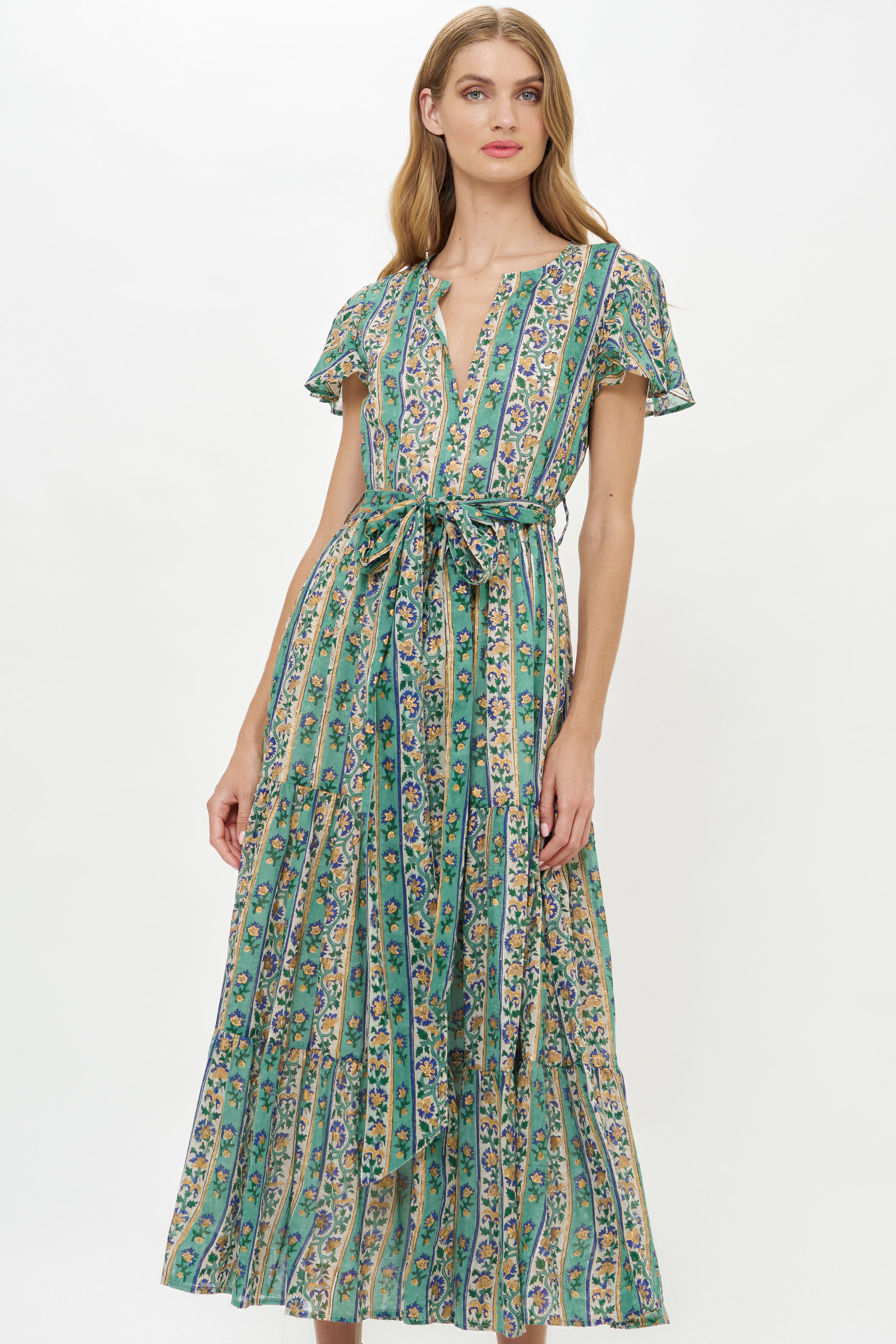 V-Neck Maxi- Taj Aqua