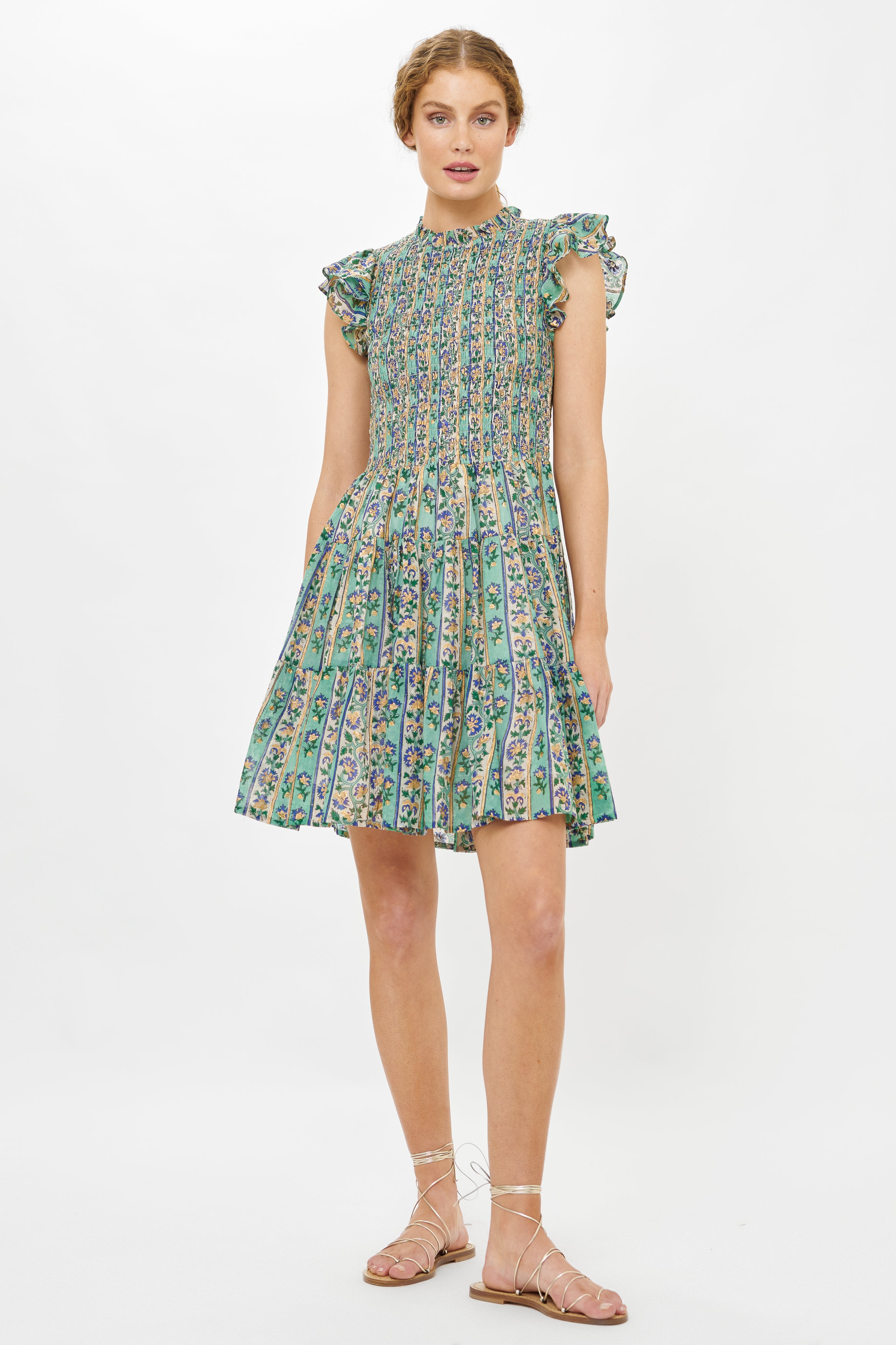 Smocked Flirty Short- Taj Aqua