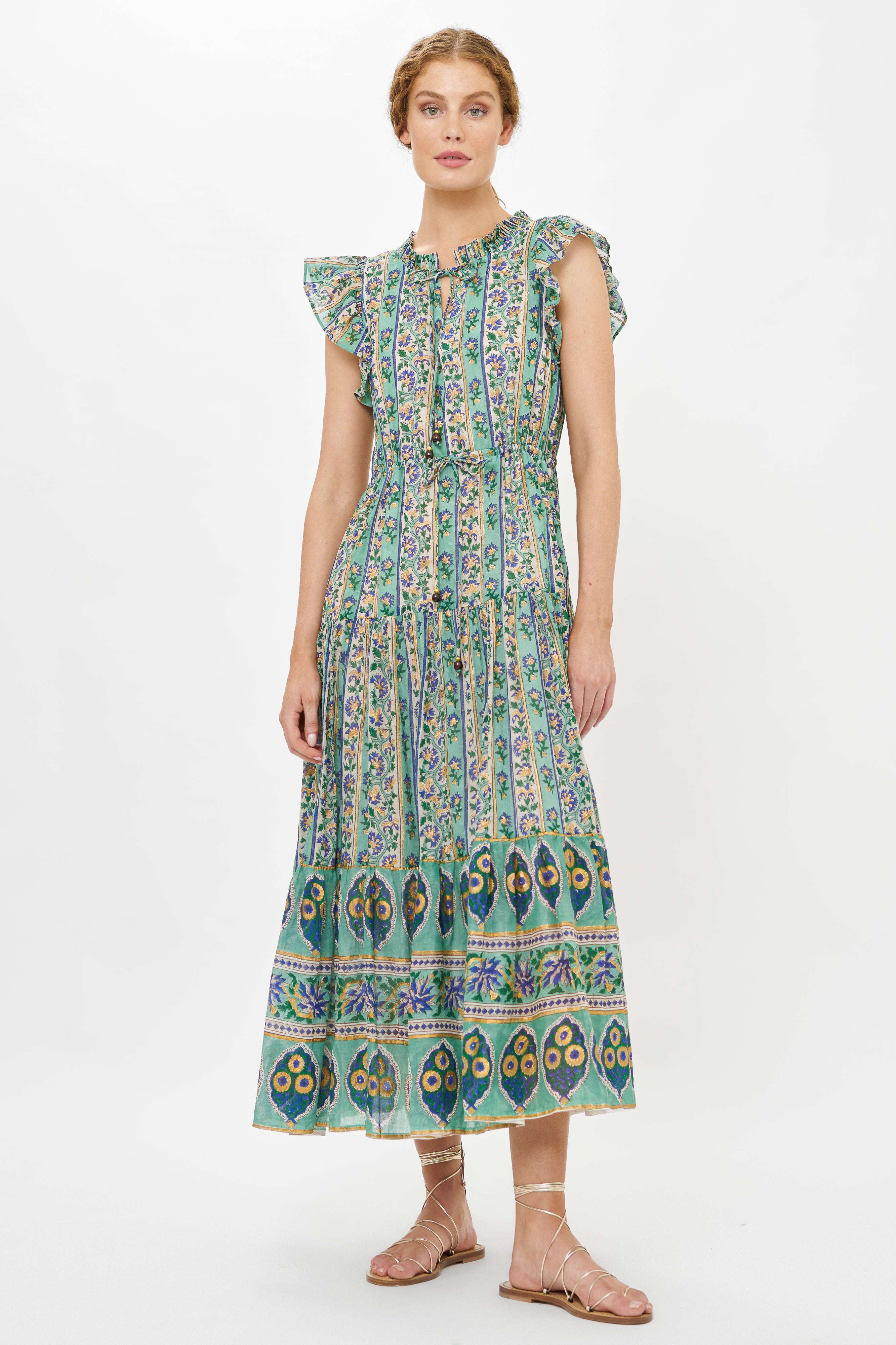Cinched Flirty Midi- Taj Aqua