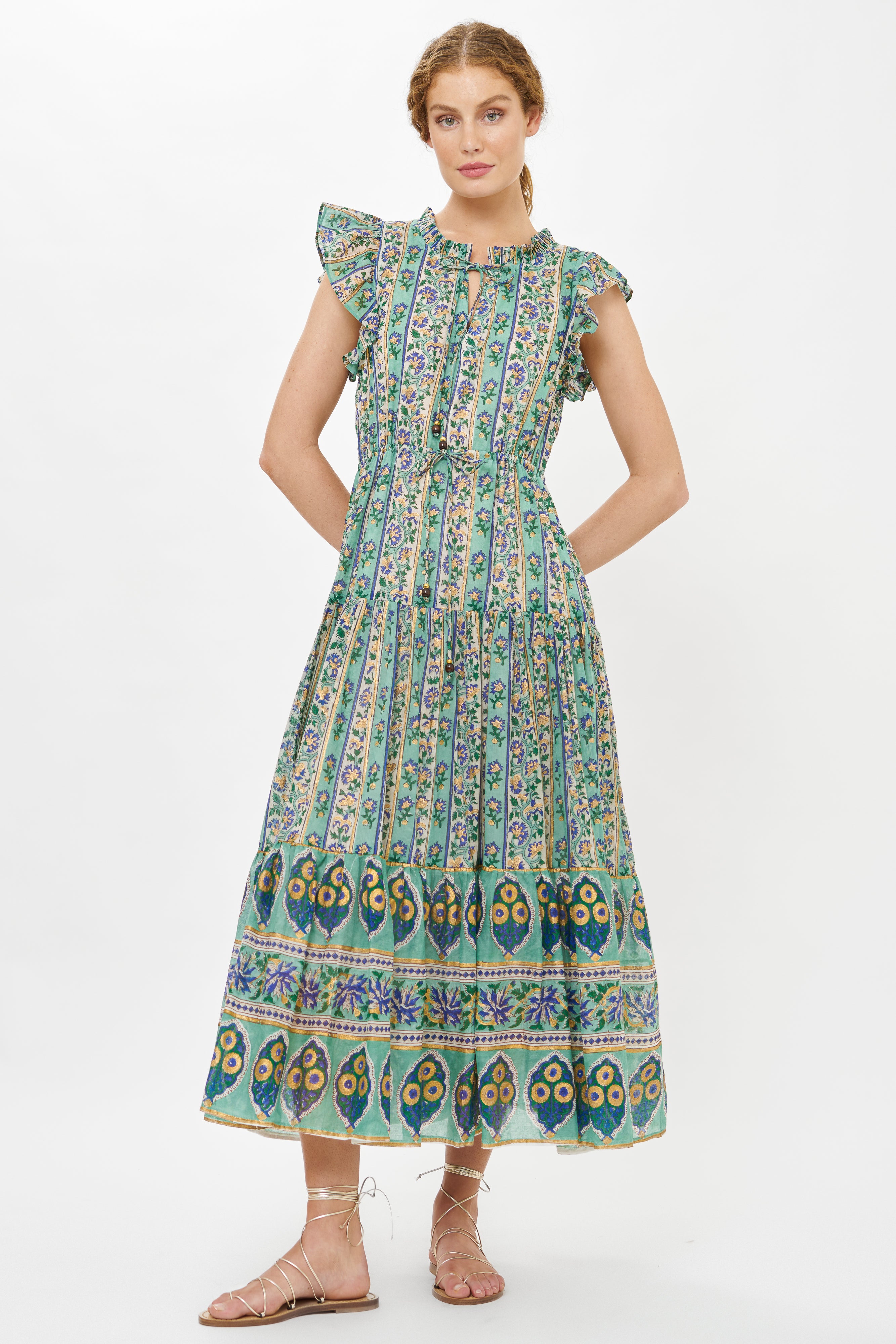 Cinched Flirty Midi- Taj Aqua