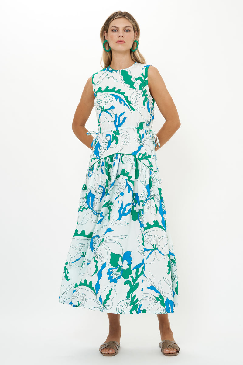 Sleeveless Piped Maxi- Orchid Green