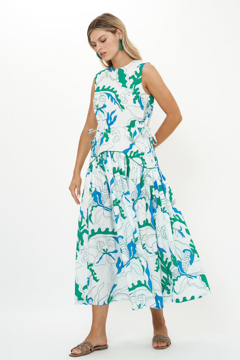 Sleeveless Piped Maxi- Orchid Green