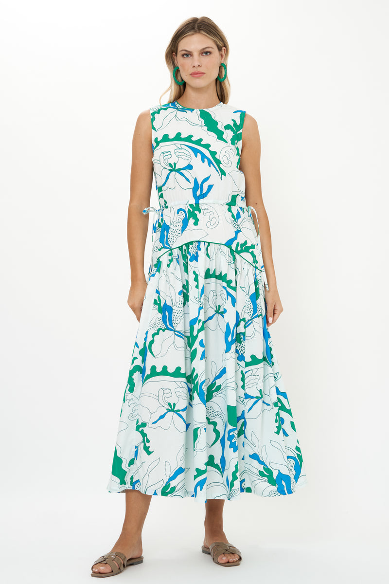 Sleeveless Piped Maxi- Orchid Green