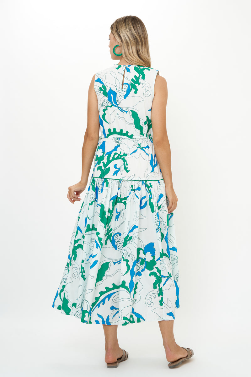 Sleeveless Piped Maxi- Orchid Green