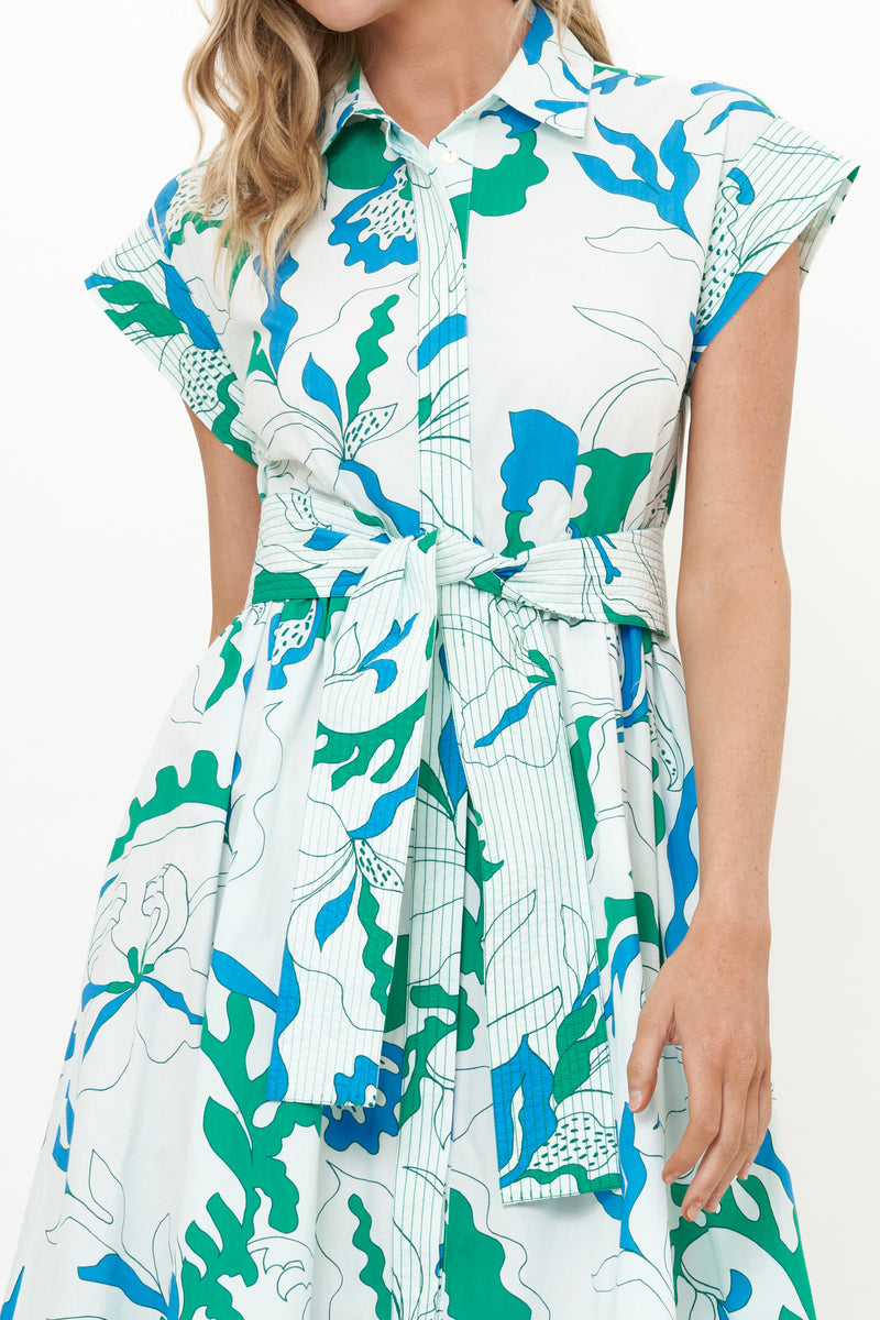 Belted Shirt Dress- Orchid Green