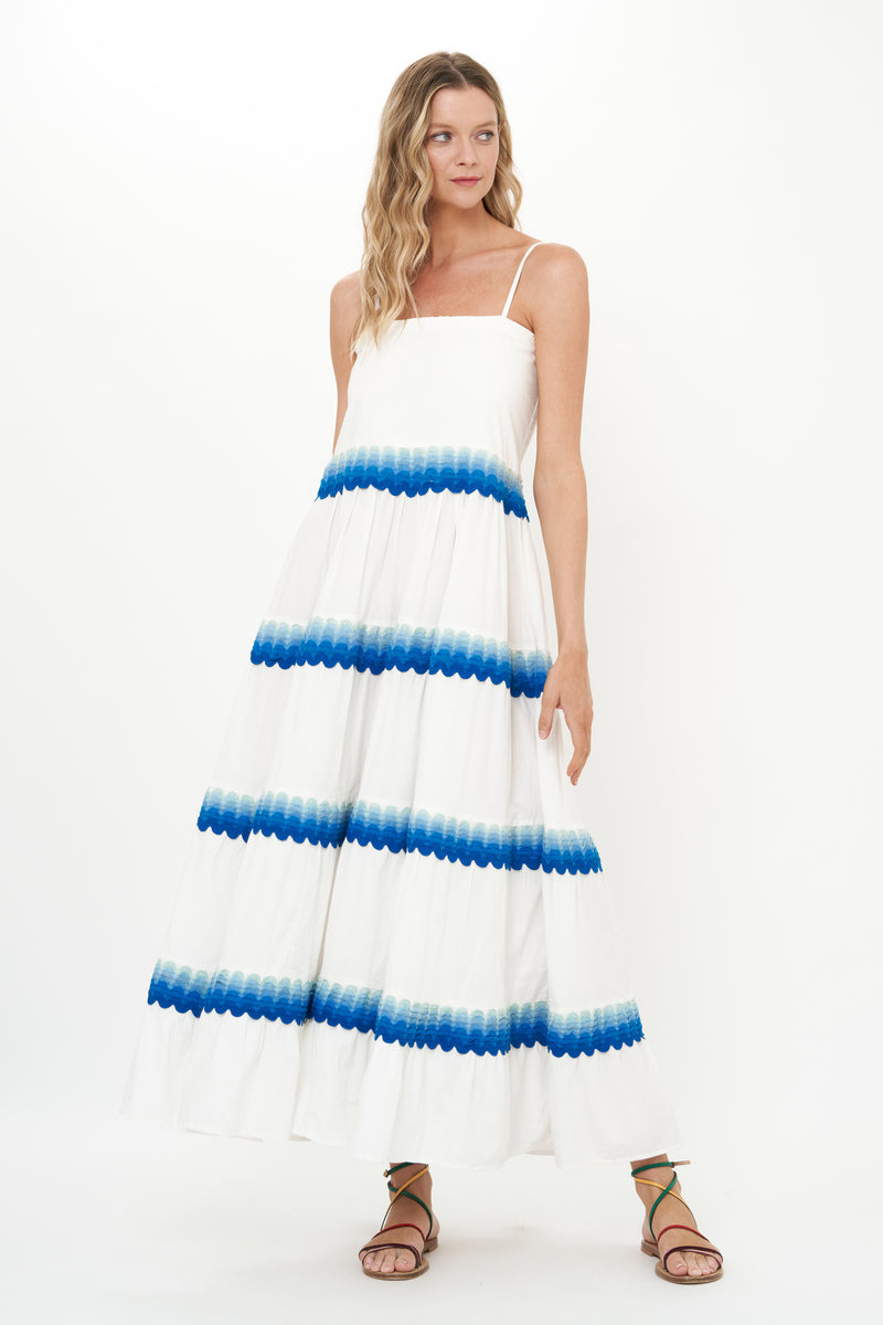 Smocked Back Maxi- Pacifica Blue