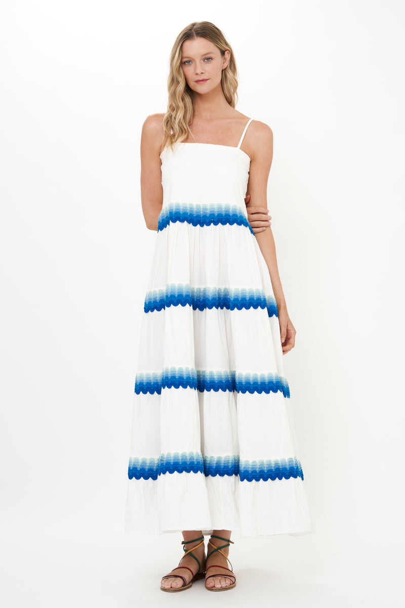 Smocked Back Maxi- Pacifica Blue