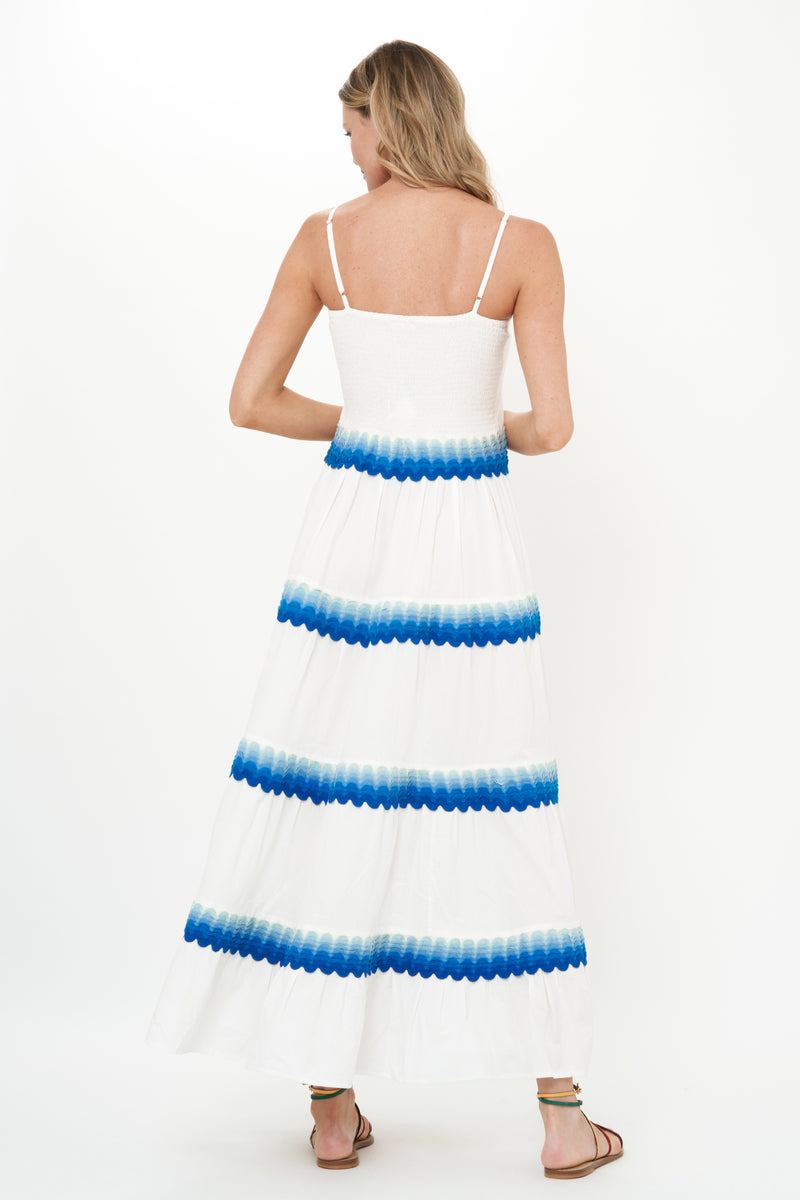 Smocked Back Maxi- Pacifica Blue