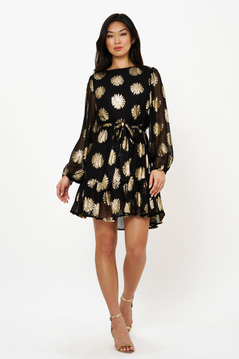 Flirty Short Dress- Peony Black