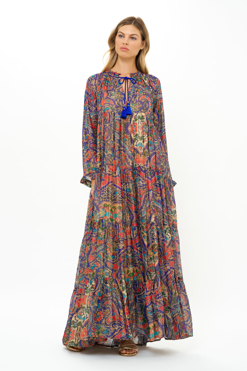 Balloon Sleeve Maxi- Persia Cobalt