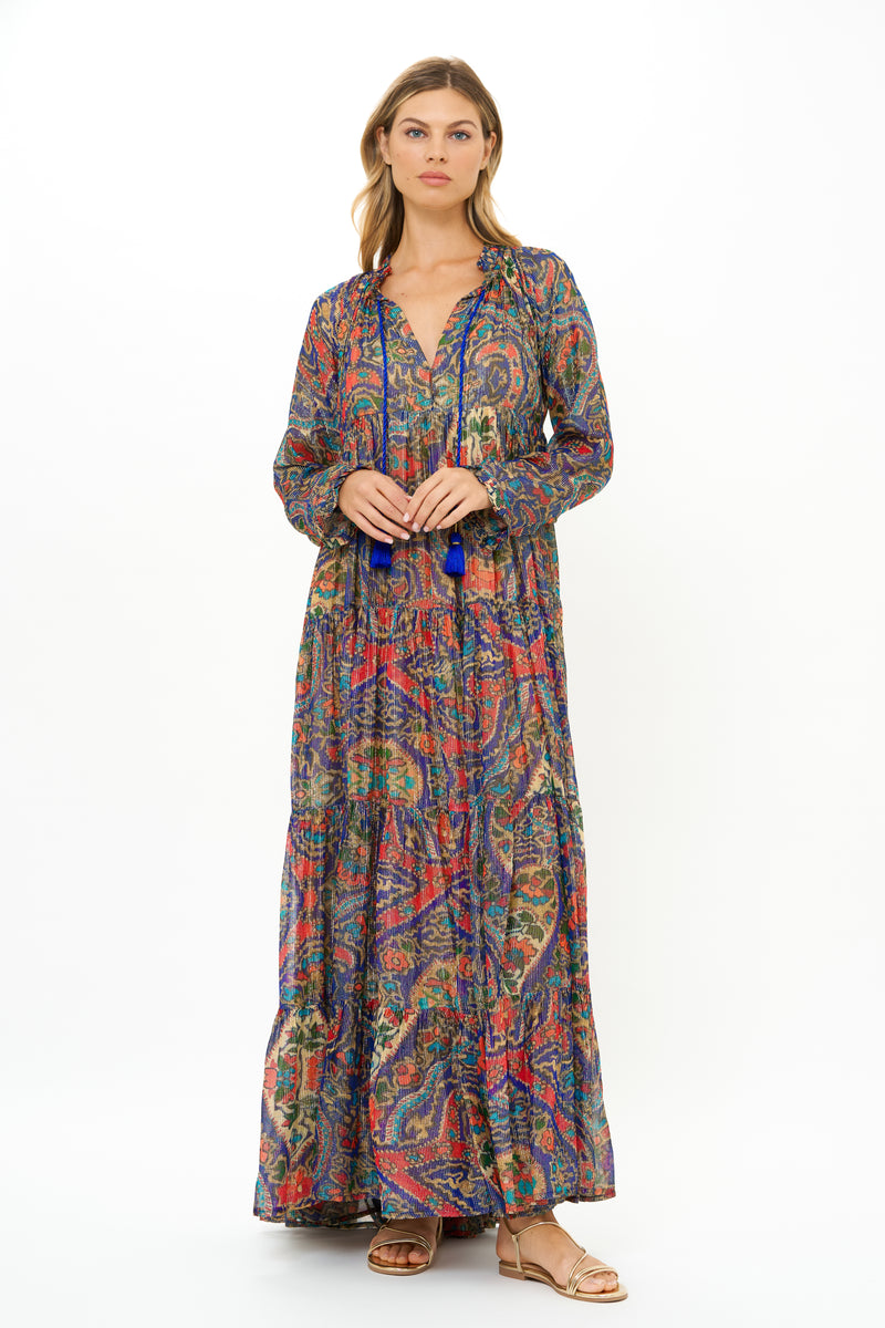 Balloon Sleeve Maxi- Persia Cobalt