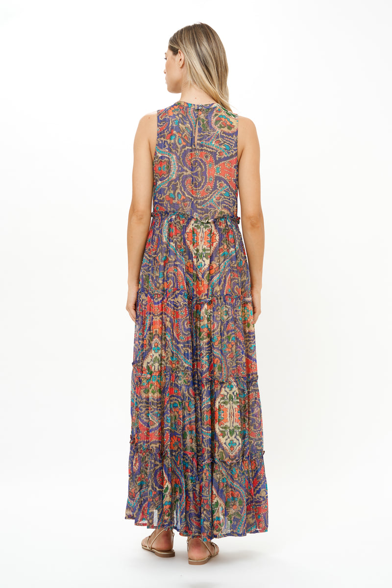 Ruffle Tiered Maxi- Persia Cobalt