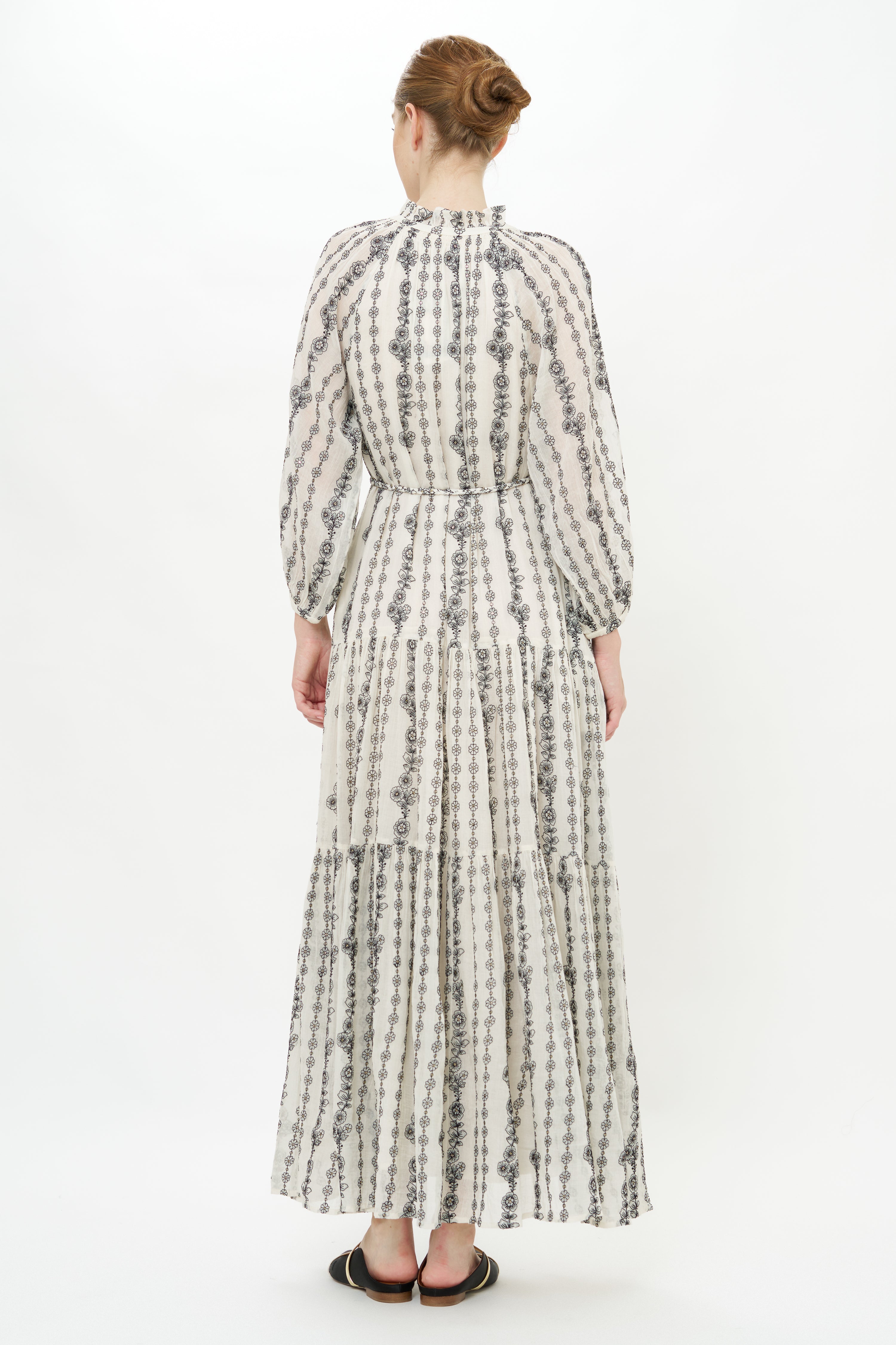 Cuff Sleeve Tie Waist Maxi- Petal Cream