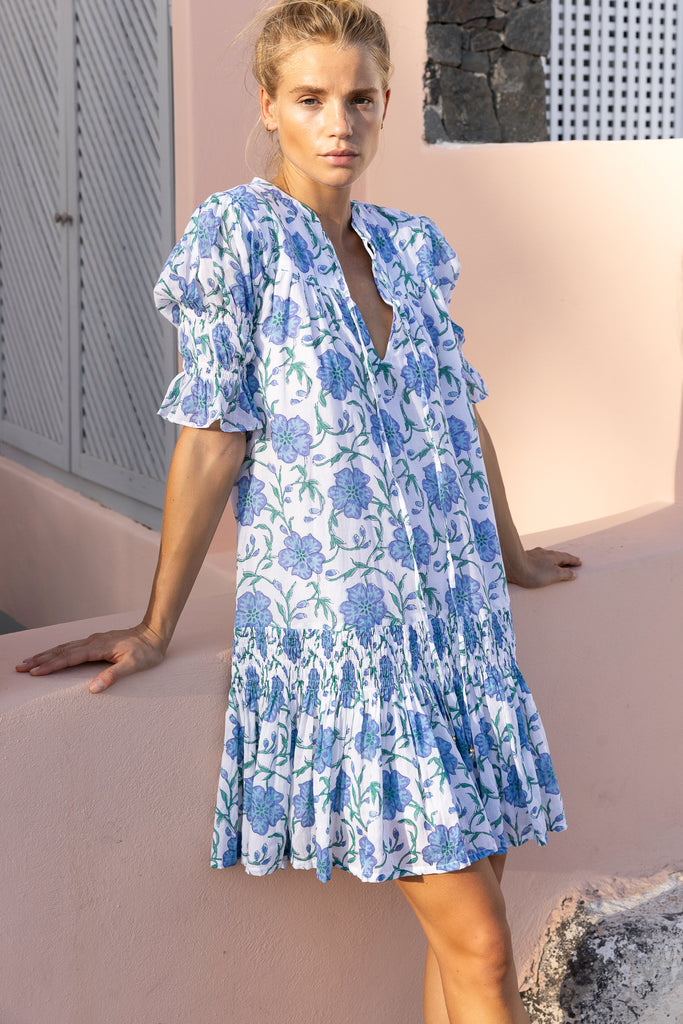 PoppyBlue-SmockedDropMini-