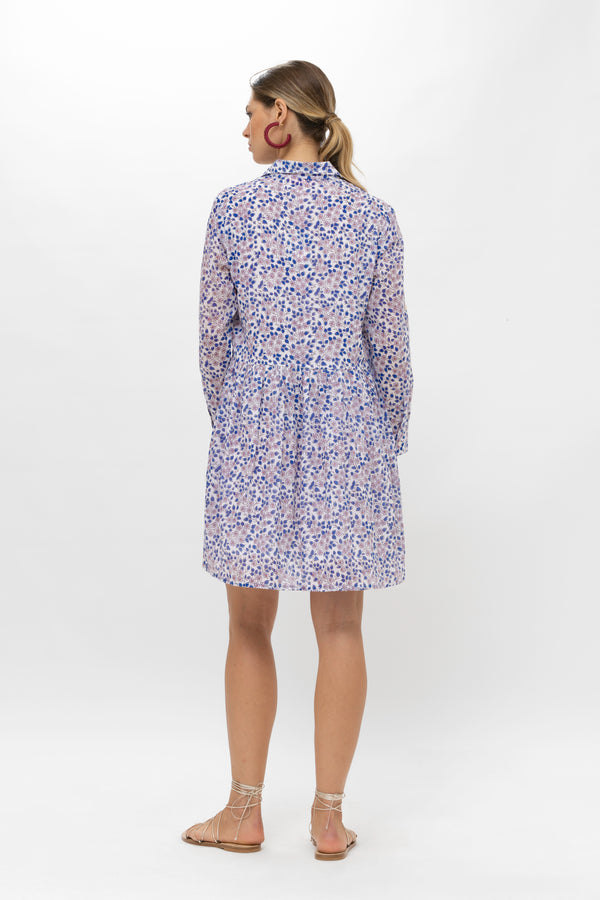 Long Sleeve Shirt Dress Mini- Portland Blue